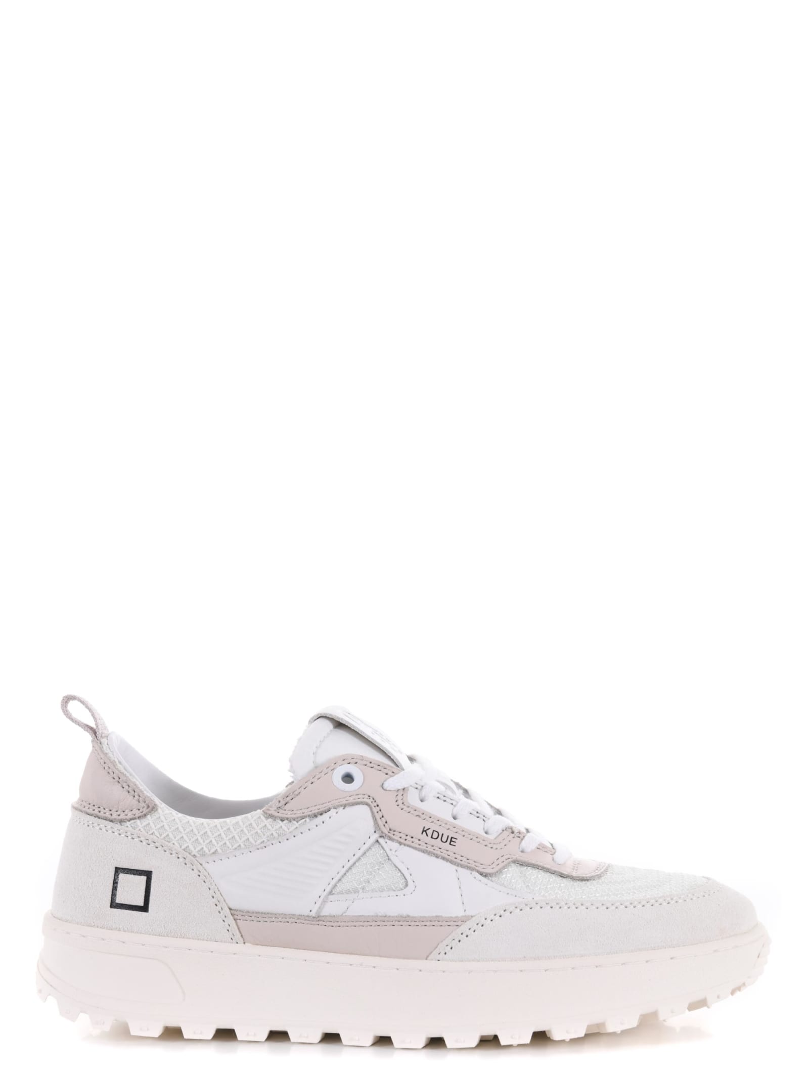 Shop Date D.a.t.e. Sneakers Kdue Hybrid In Leather And Nylon In Ghiaccio/bianco
