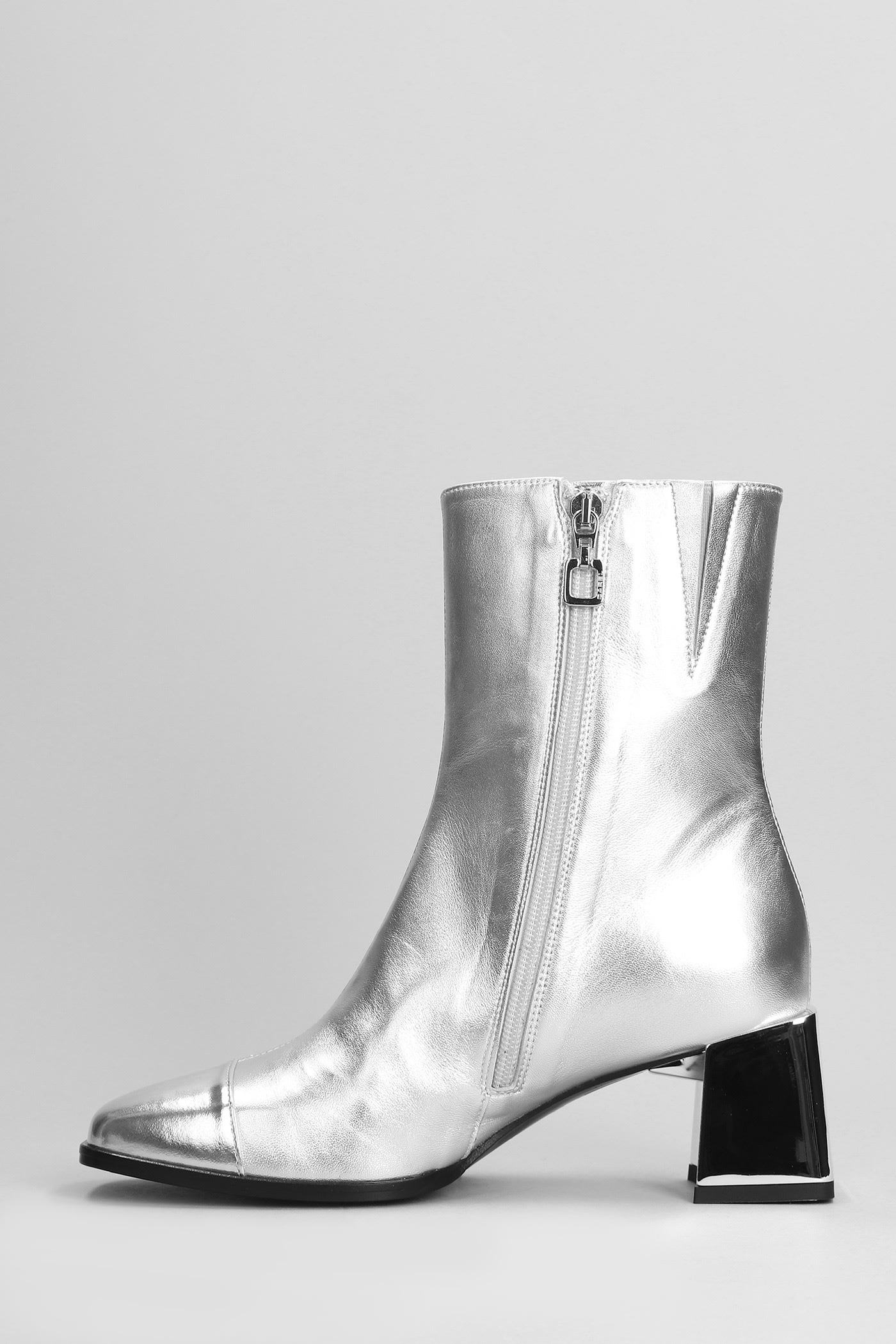 Shop Carel Odeon High Heels Ankle Boots In Silver Leather