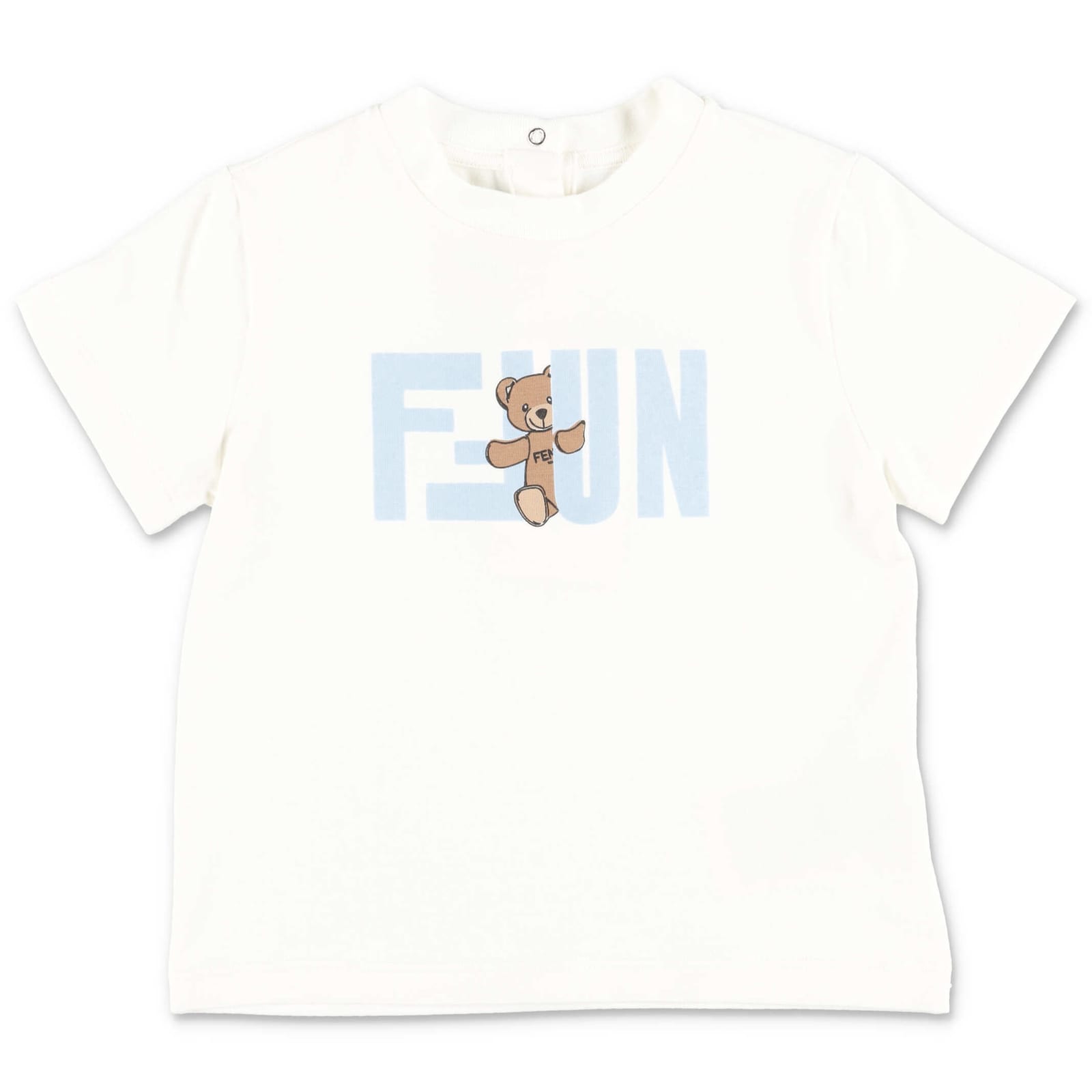 Fendi T-shirt Bianca In Jersey Di Cotone