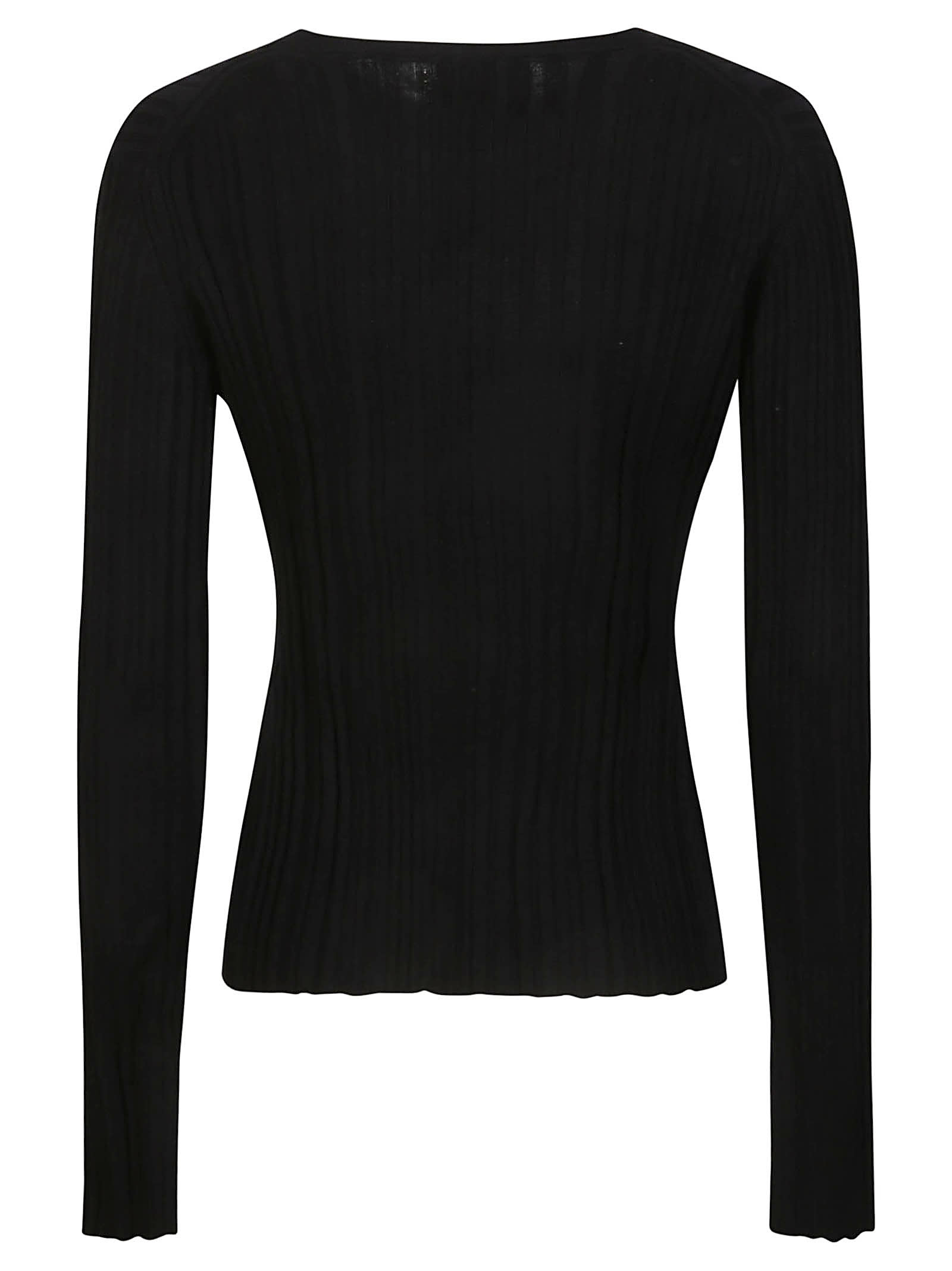 Shop Loulou Studio Evie Long Sleeve Ribbed Top In Black