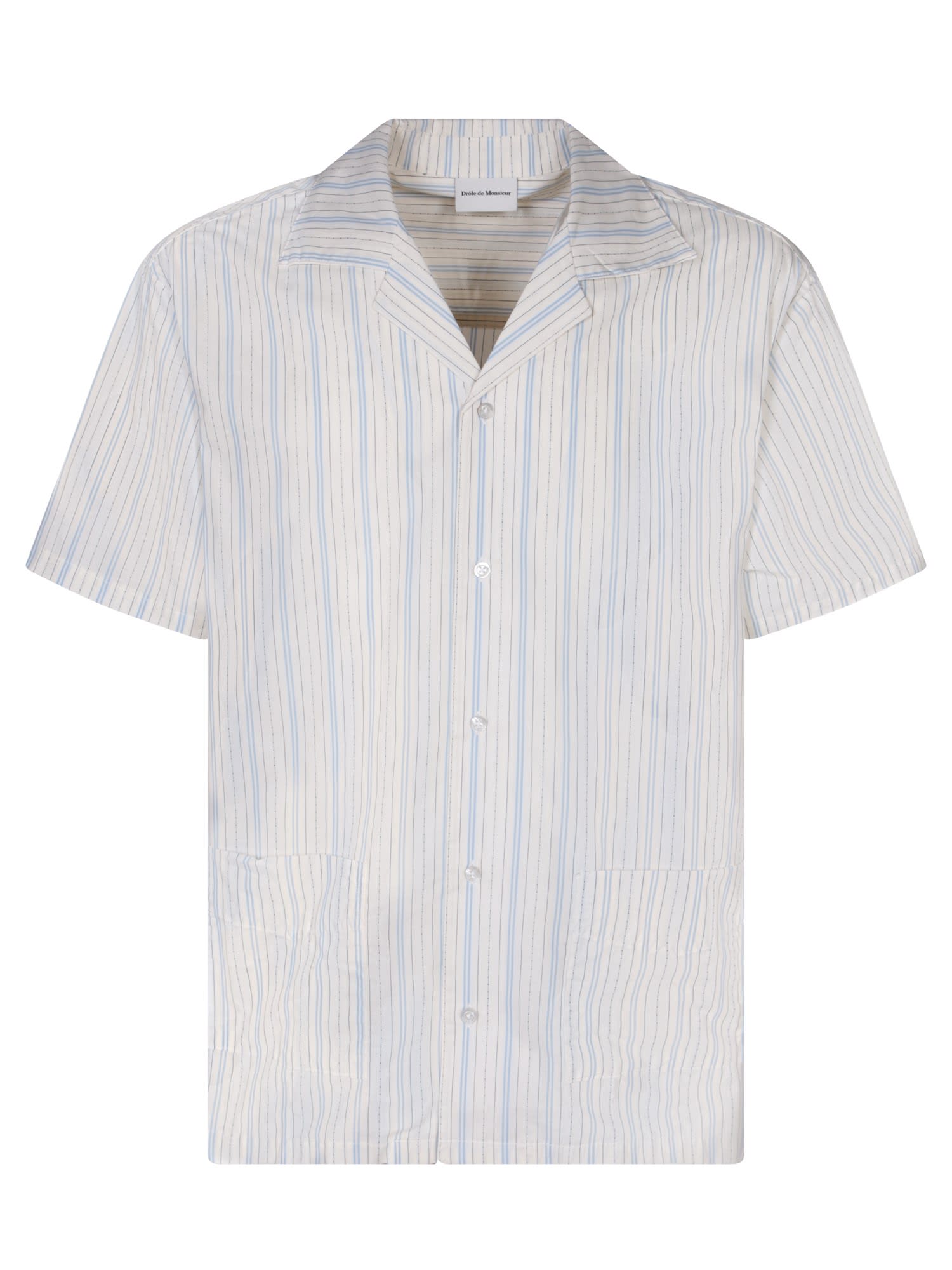 Shop Drôle De Monsieur Light Blue Striped Shirt