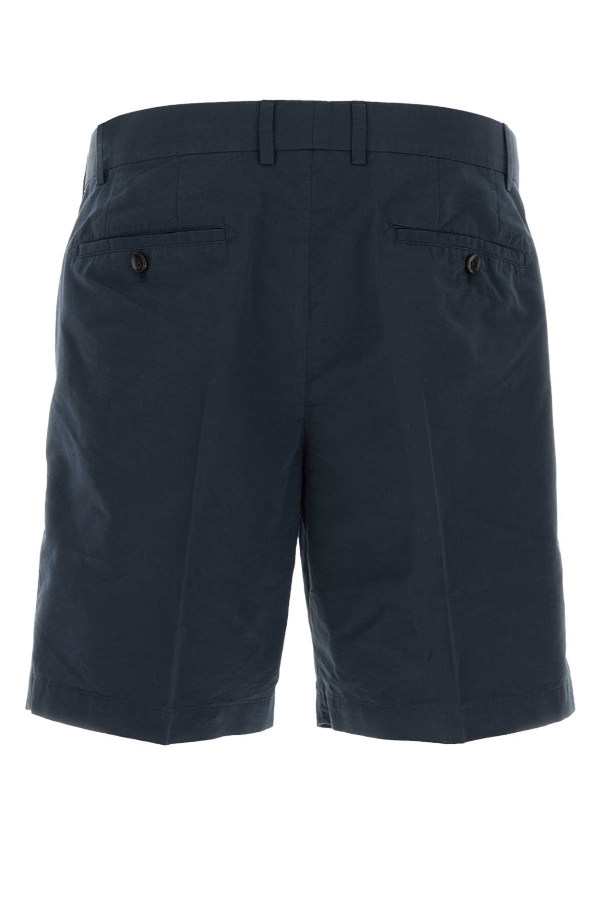 Tom Ford Navy Blue Cotton Blend Bermuda Shorts In Navy
