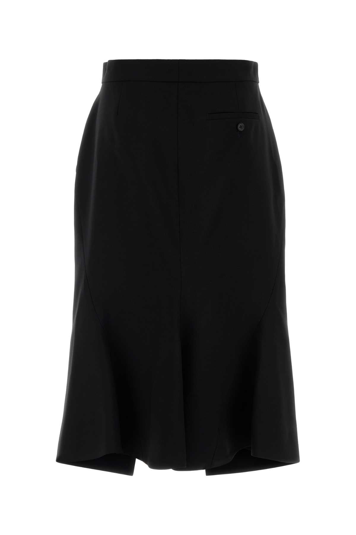 Alexander Mcqueen Wool Split-front Skirt In Black