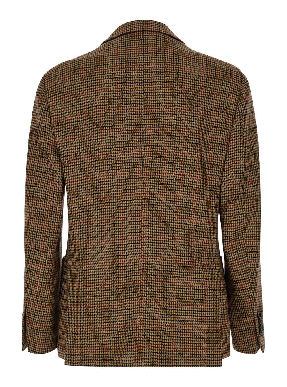 Shop Lardini Dark Beige Single-breasted Jacket With Check Motif In Wool And Cashmere Man