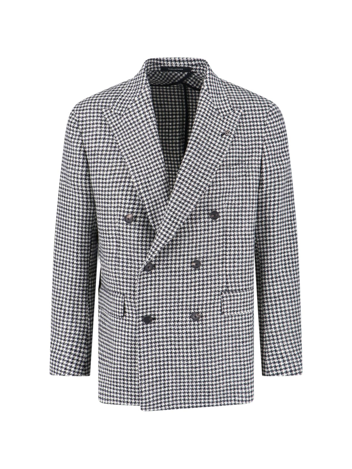 Tagliatore Double-breasted Houndstooth Blazer Button Detailing In White