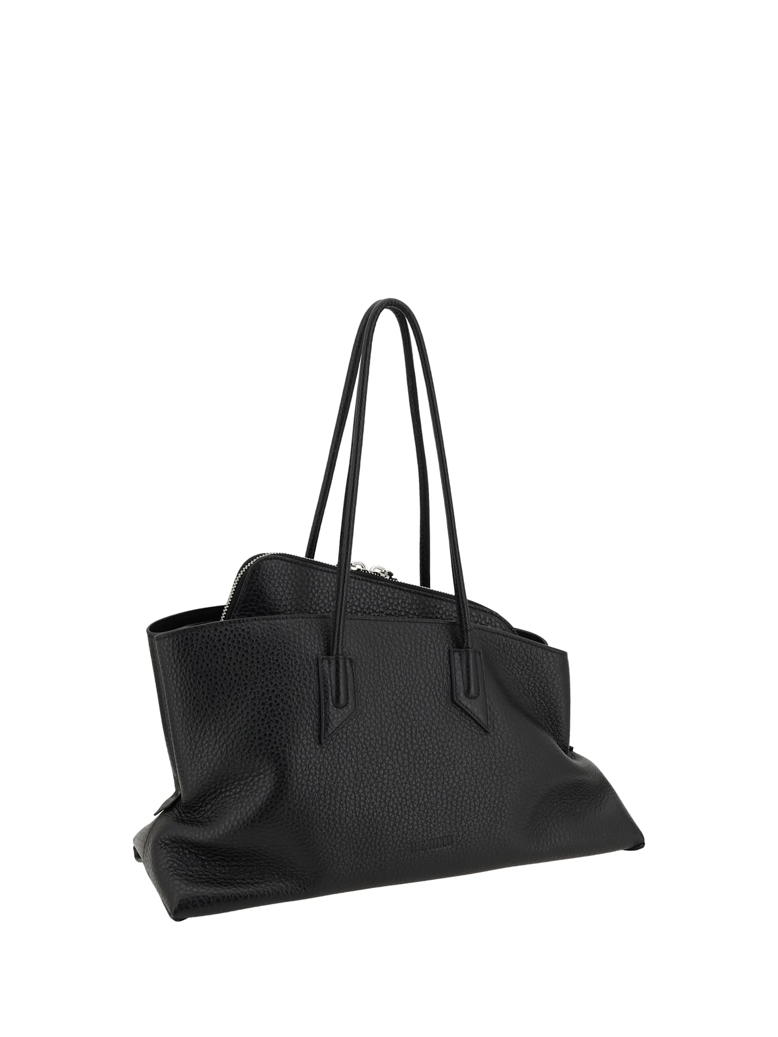 Attico La Passeggiata Medium Asymmetric Leather Tote In Black