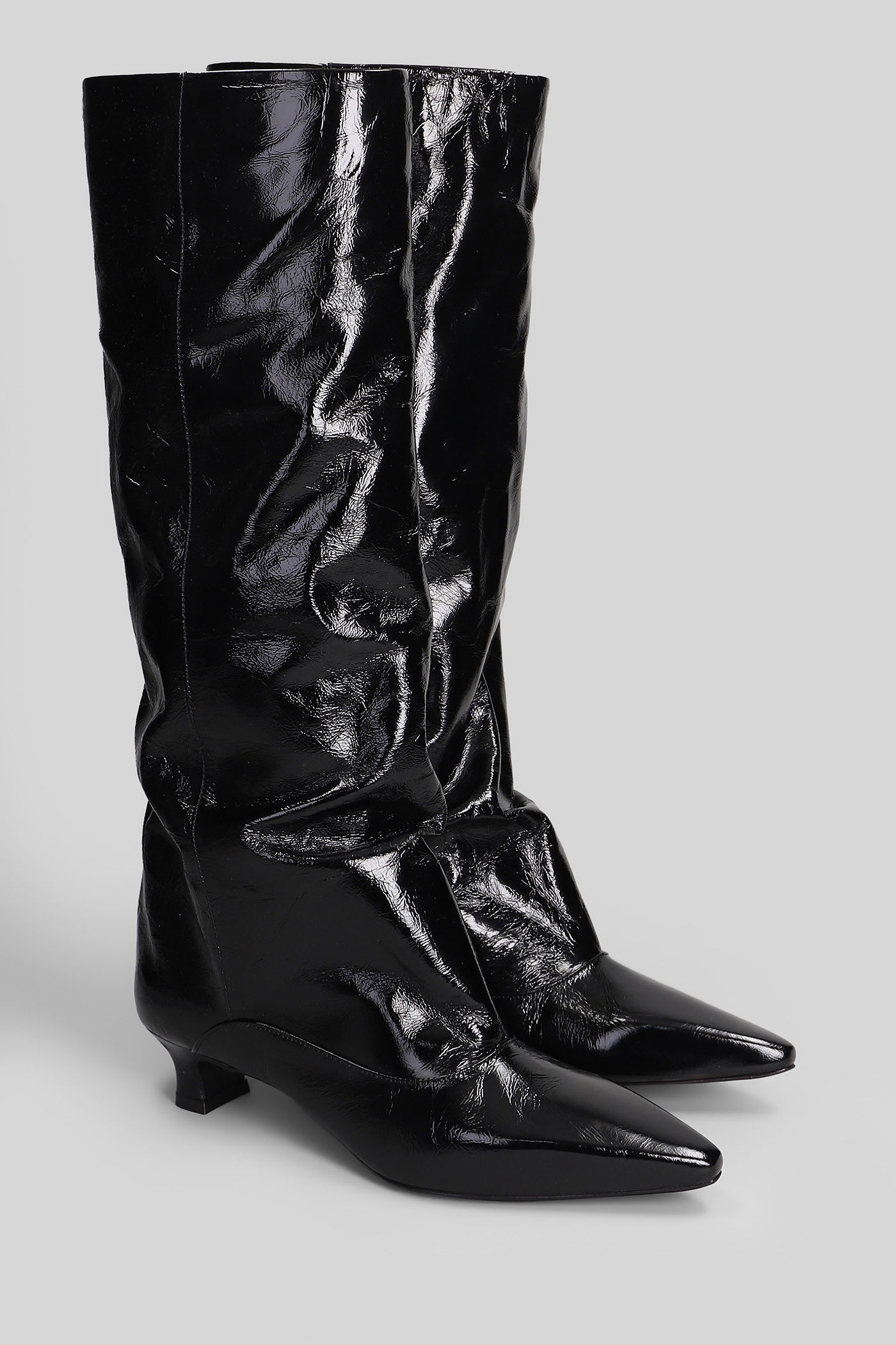 The Seller Low Heels Boots In Black Leather In Black