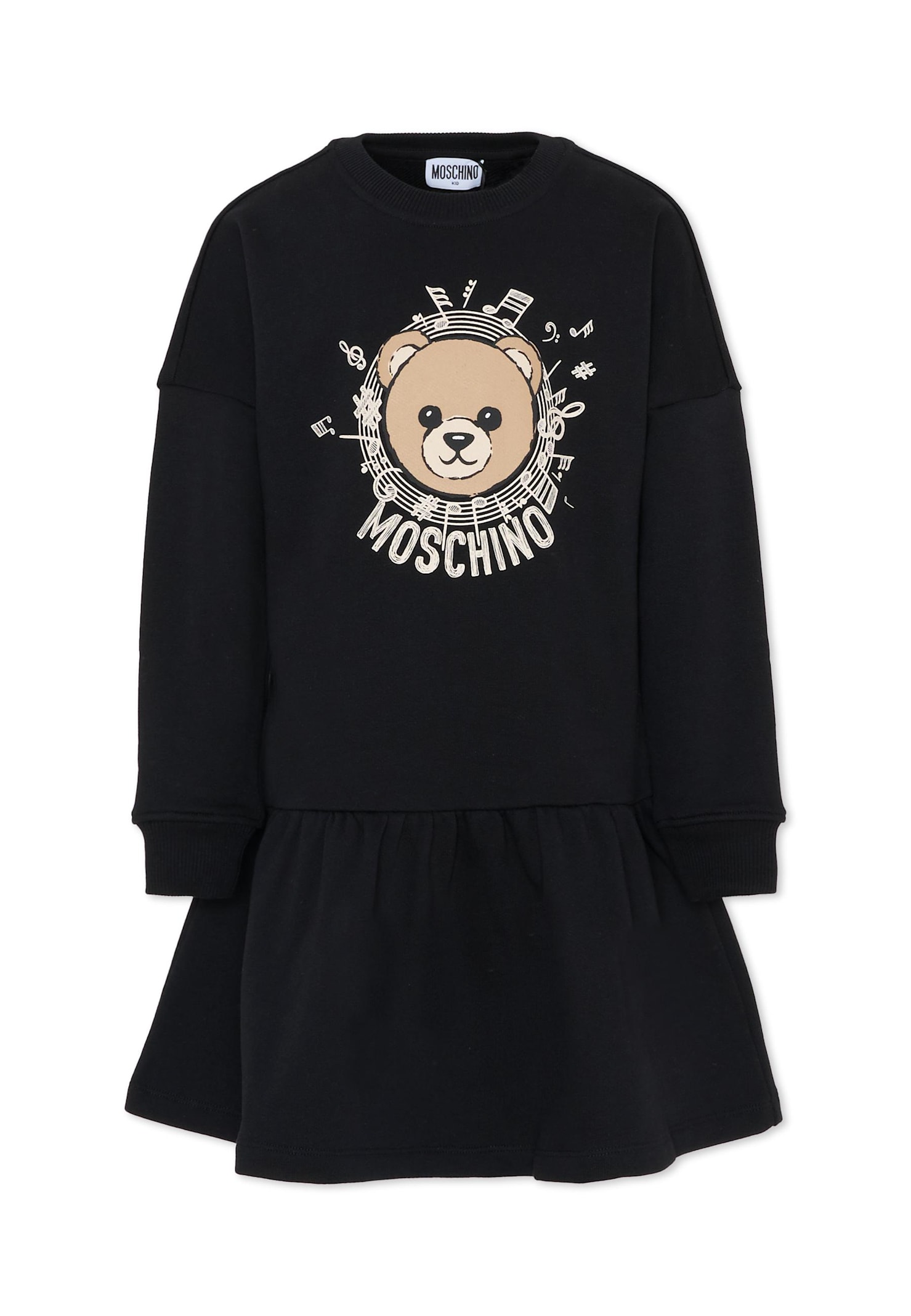 Moschino Long-sleeve Graphic Dress In Black