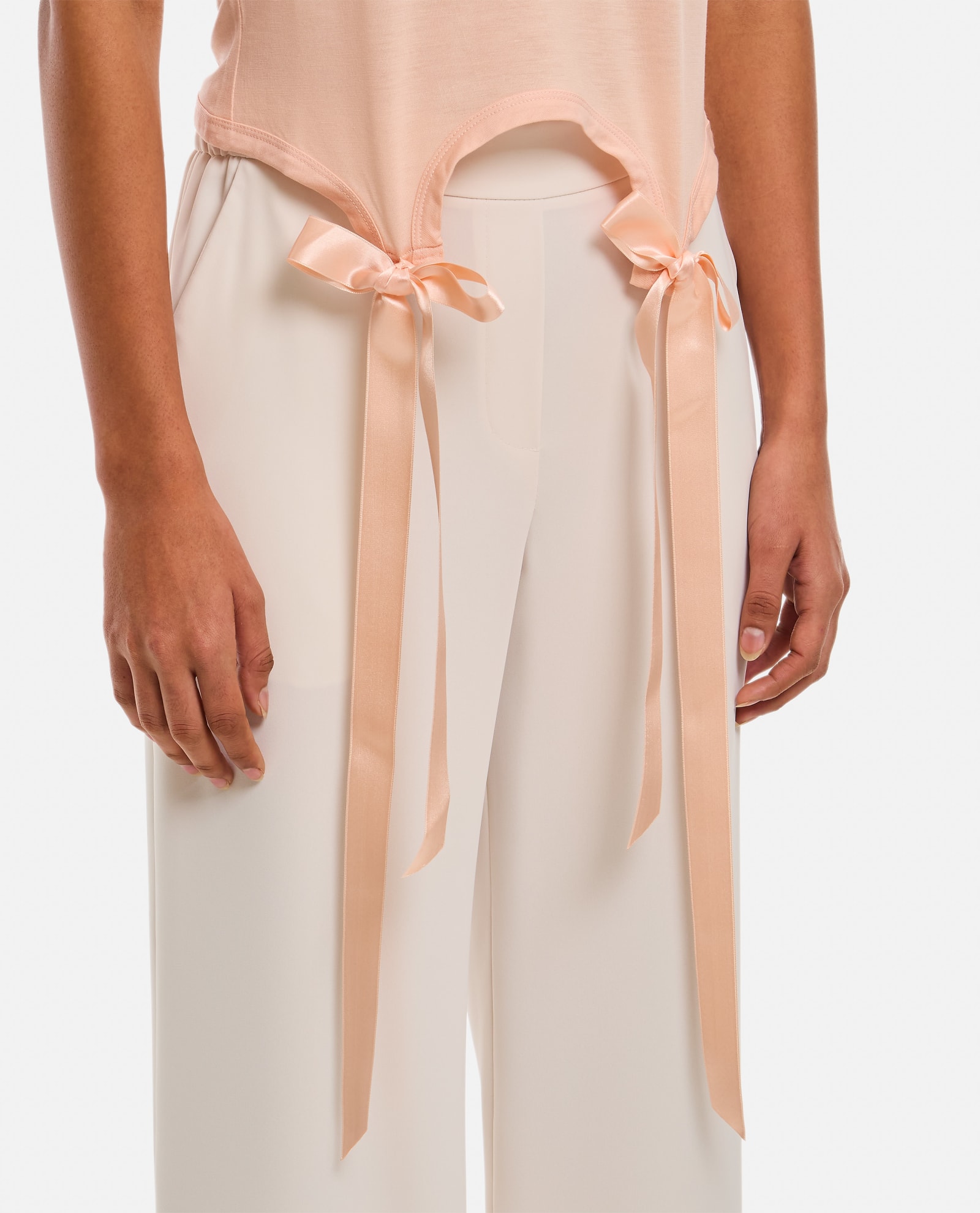 Shop Simone Rocha Easy T-shirt W/ Bow Tails In Pink