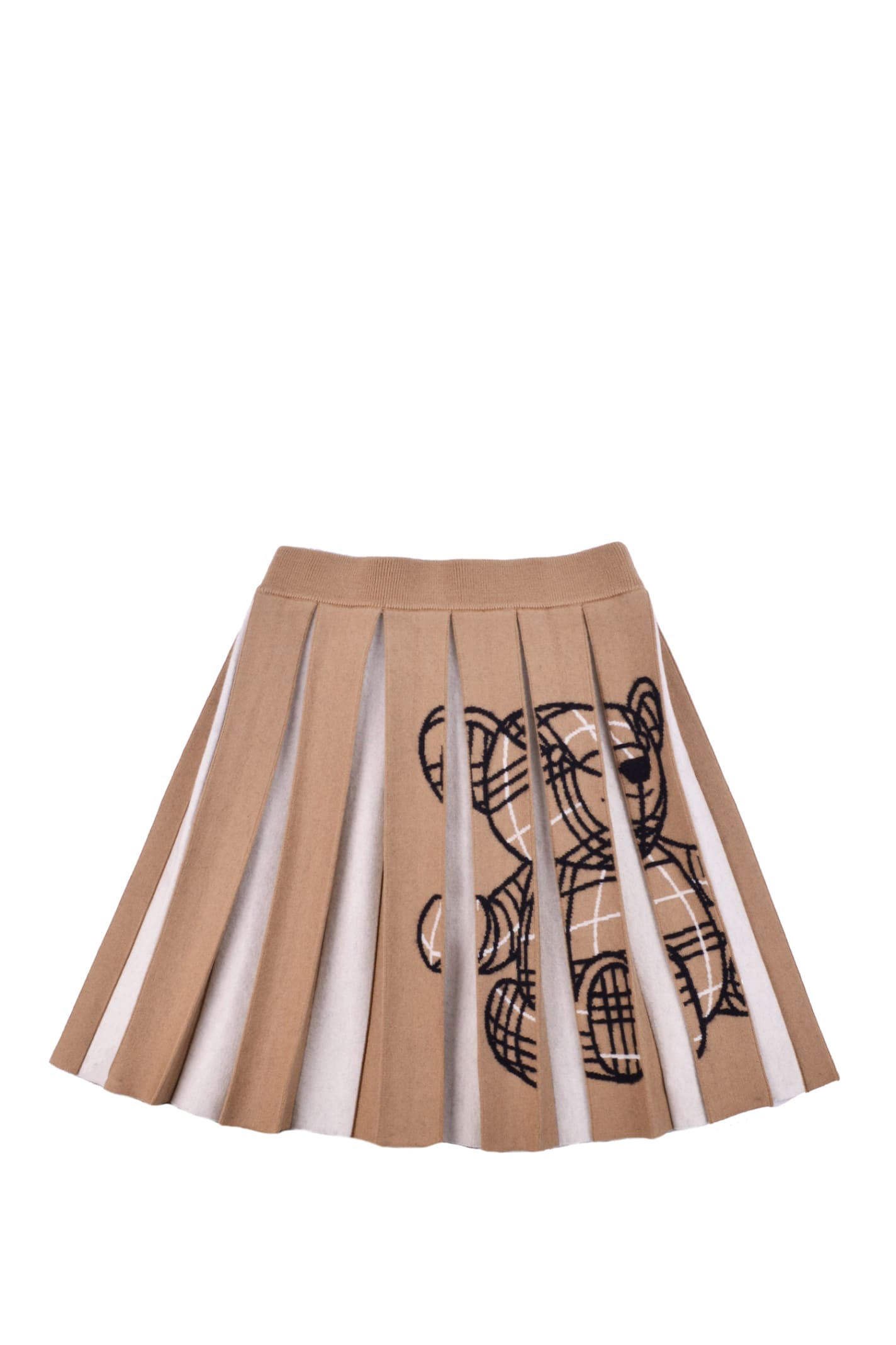 Burberry Pleated Skirt In Wool Blend With Thomas Bear