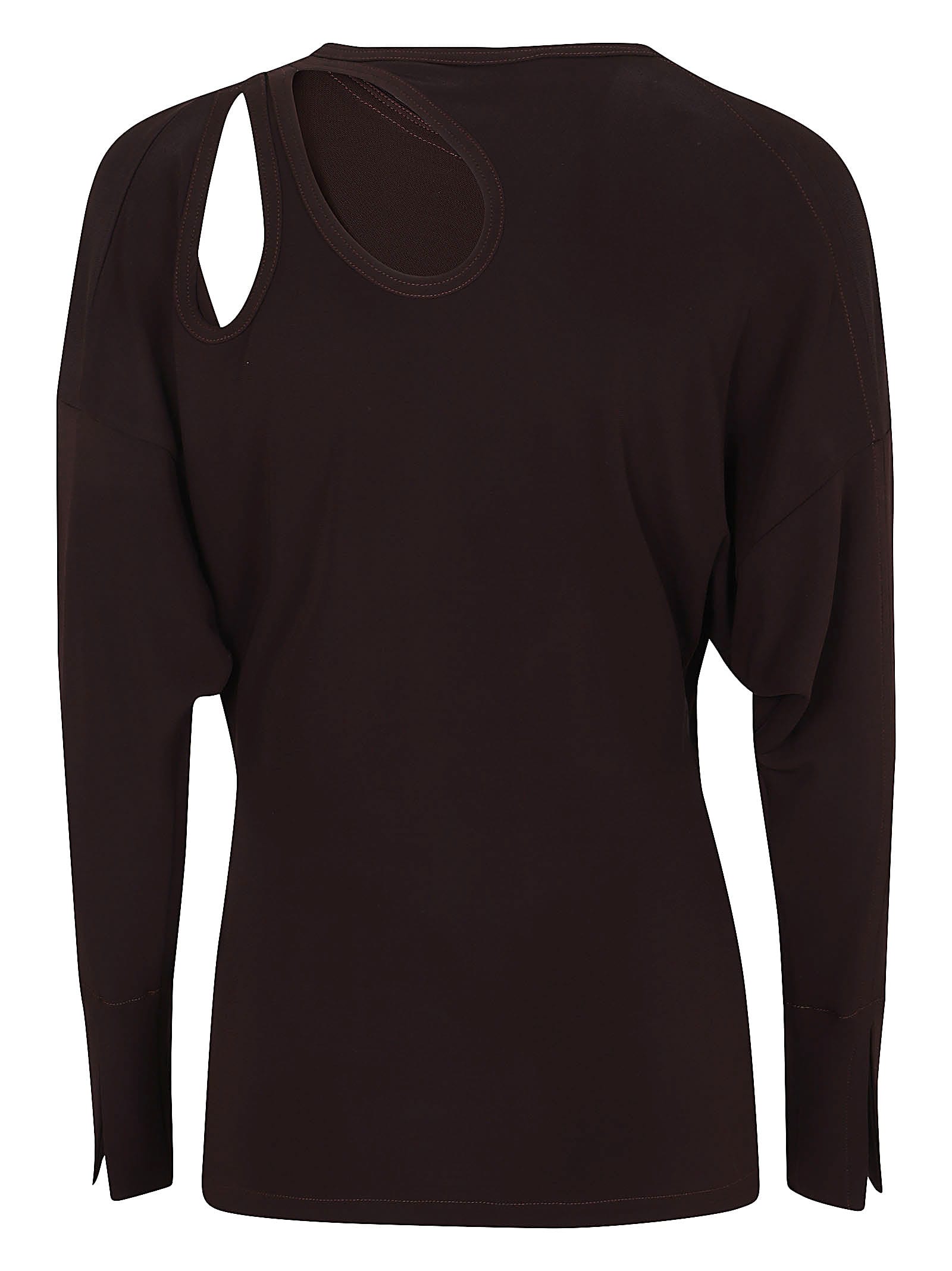 Shop Victoria Beckham Twist Detail Jersey Top In Deep Mahogany