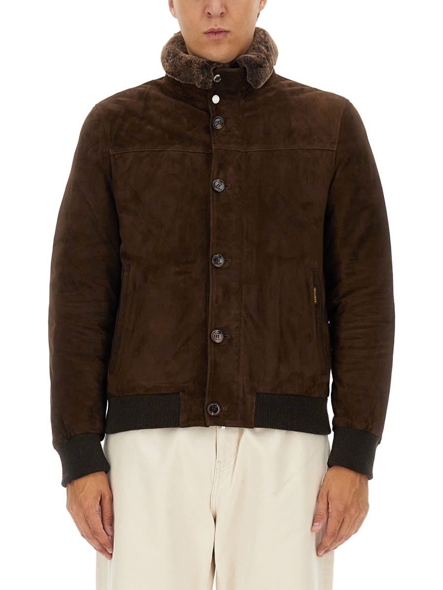 Shop Moorer Jacket Cleros In Brown