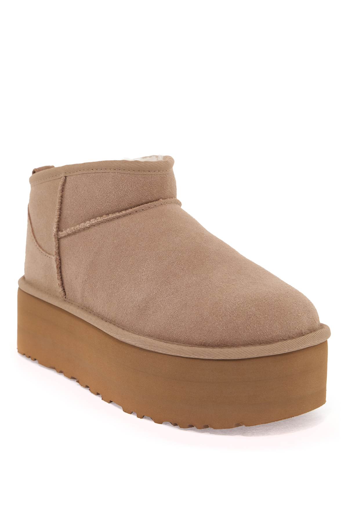 Shop Ugg Classic Ultra Mini Platform Ankle Boots In Sand