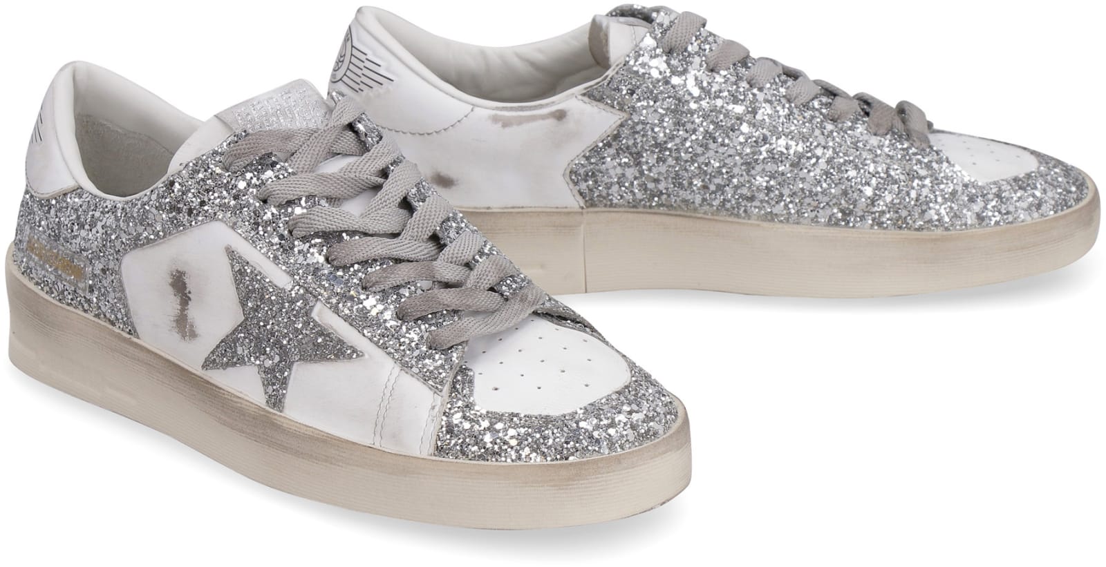 Shop Golden Goose Stardan Leather Sneakers In Bianco