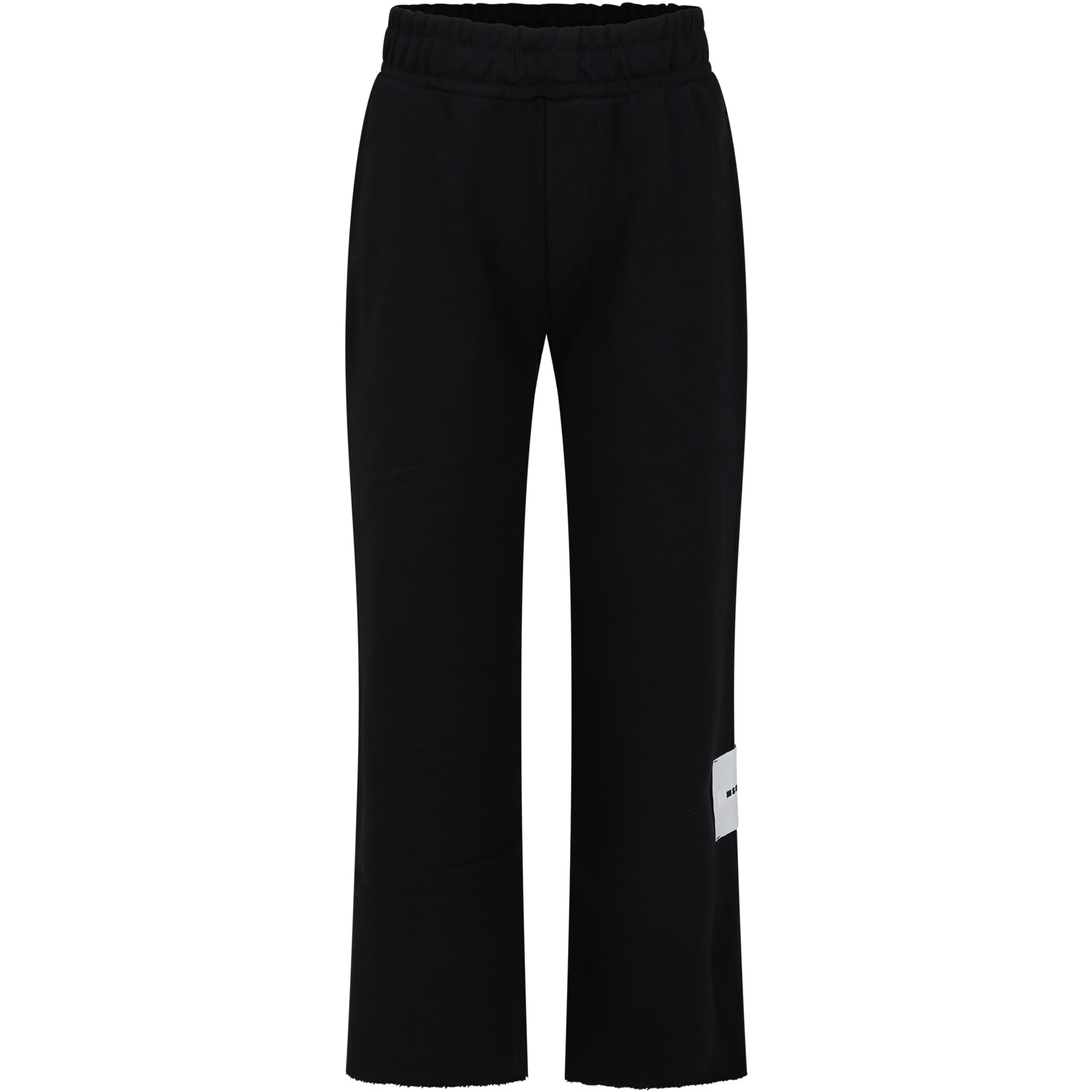 Msgm Kids' Black Trousers For Boy With Logo In Nero