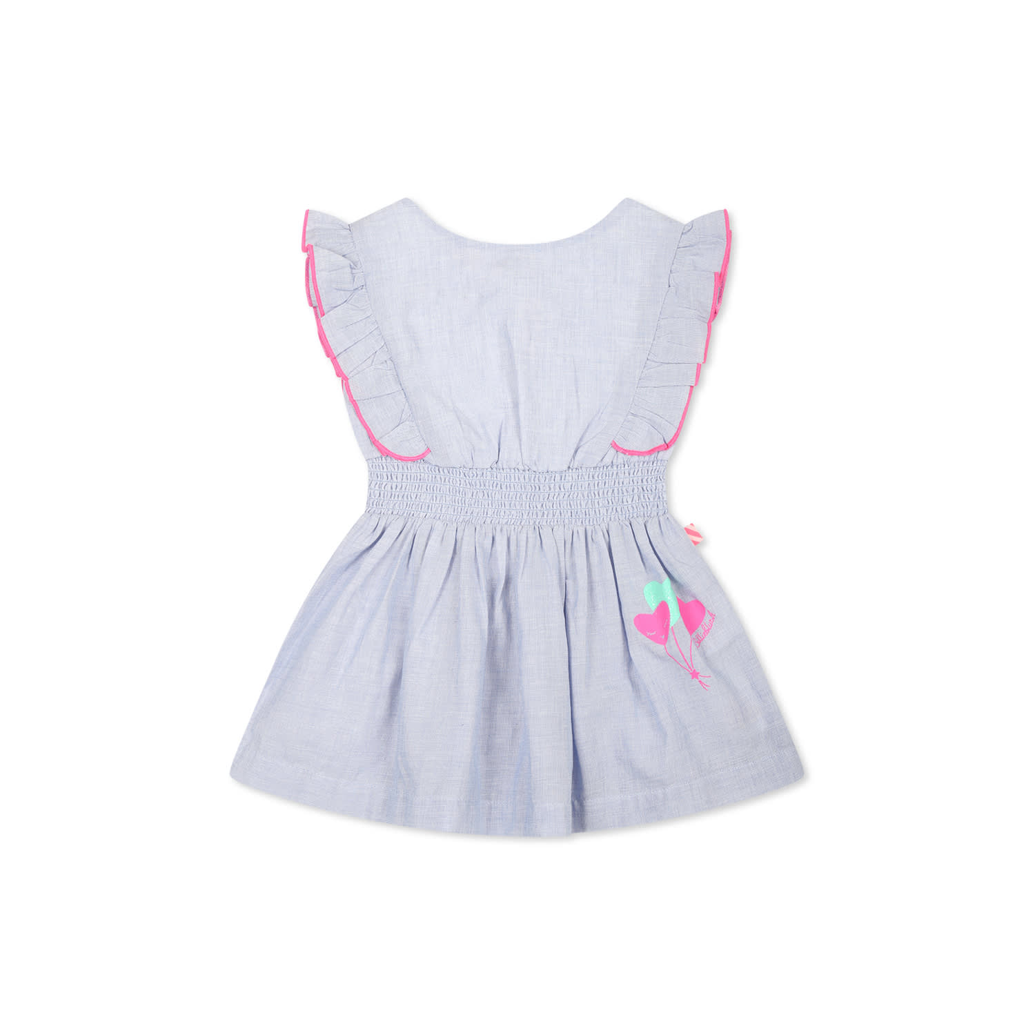 Shop Billieblush Blue Dress For Baby Girl With Hearts In Denim