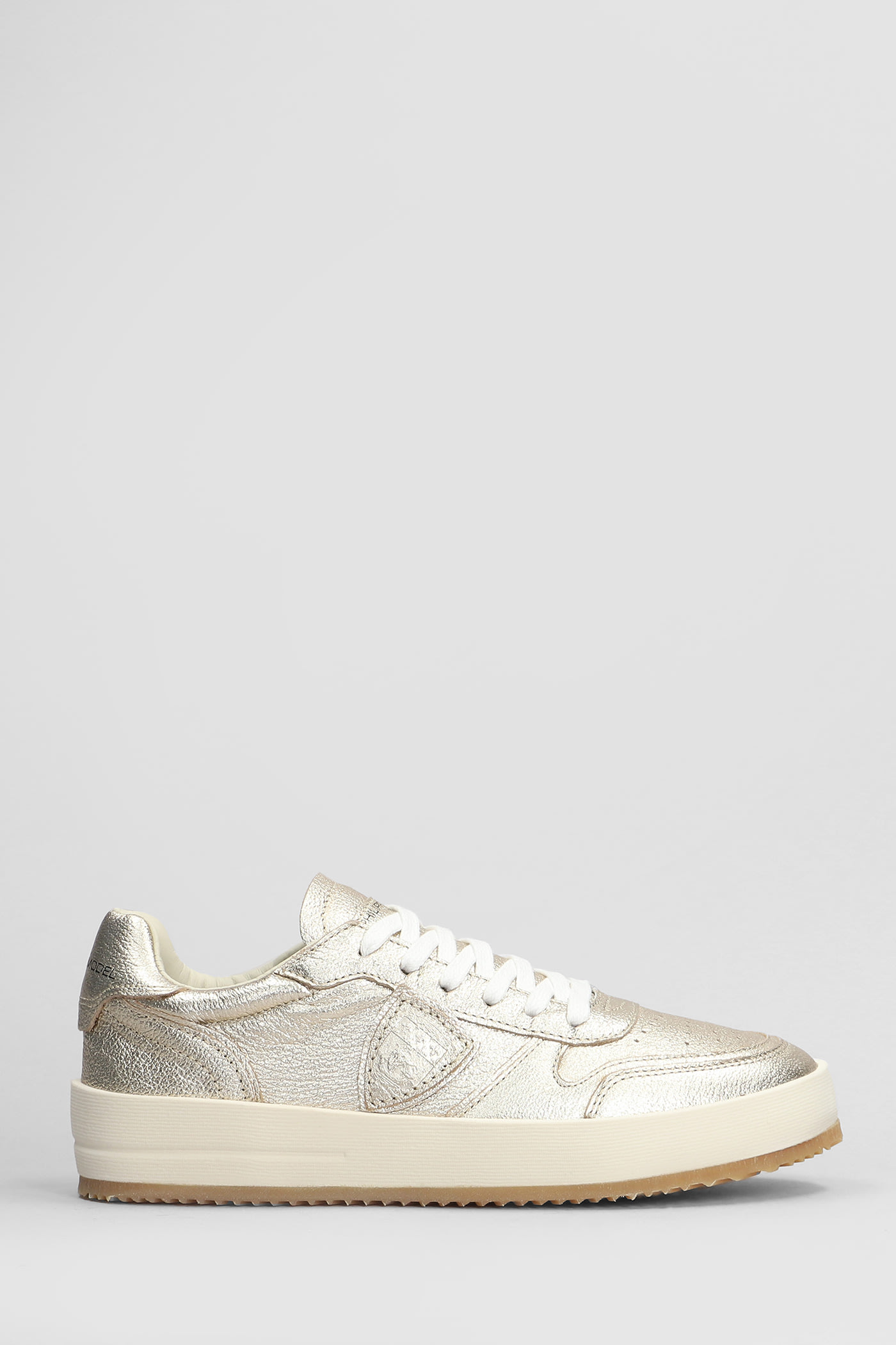 Shop Philippe Model Nice Low Sneakers In Gold Leather