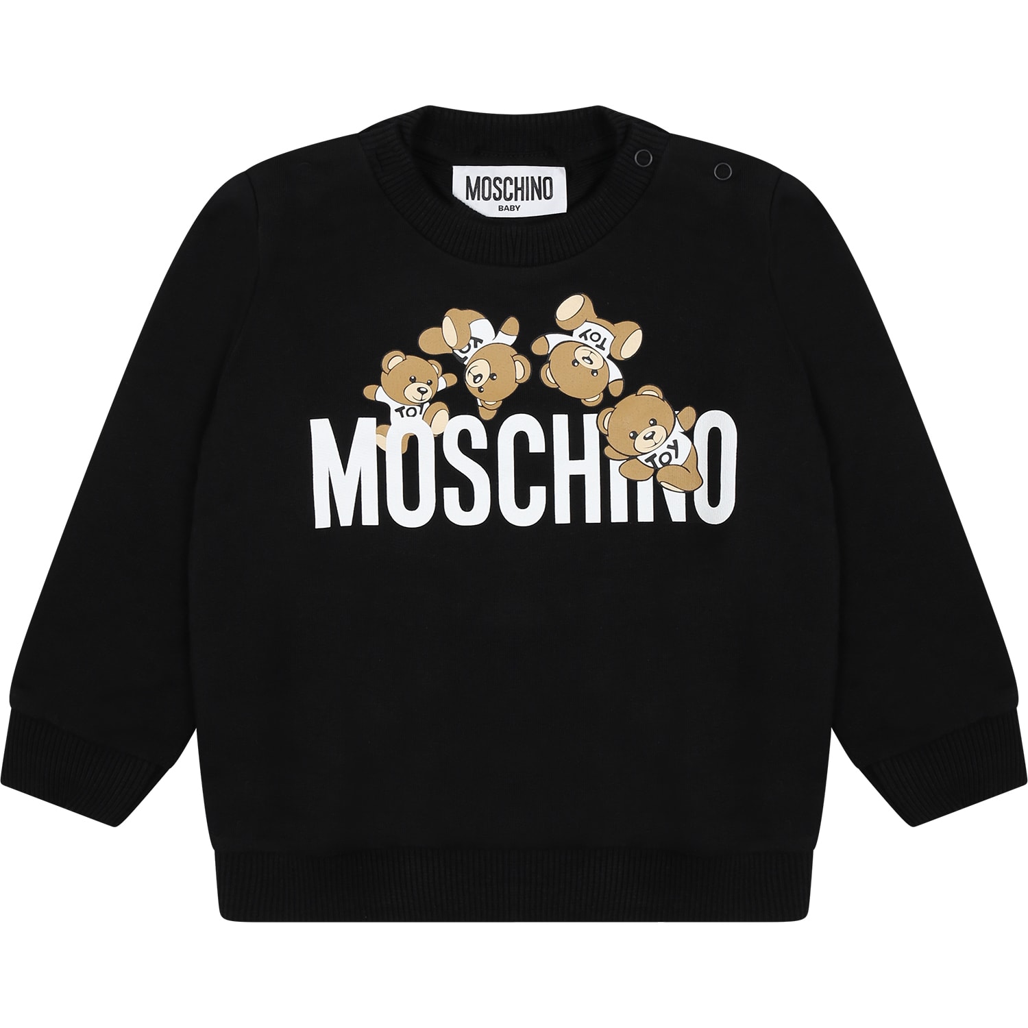 Moschino Kids' Black Sweatshirt For Babies With Teddy Bears And Logo