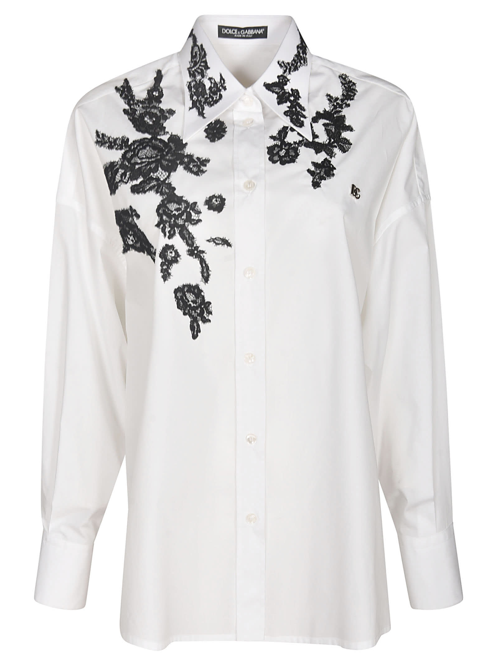 Dolce & Gabbana Floral Mesh Shirt In White