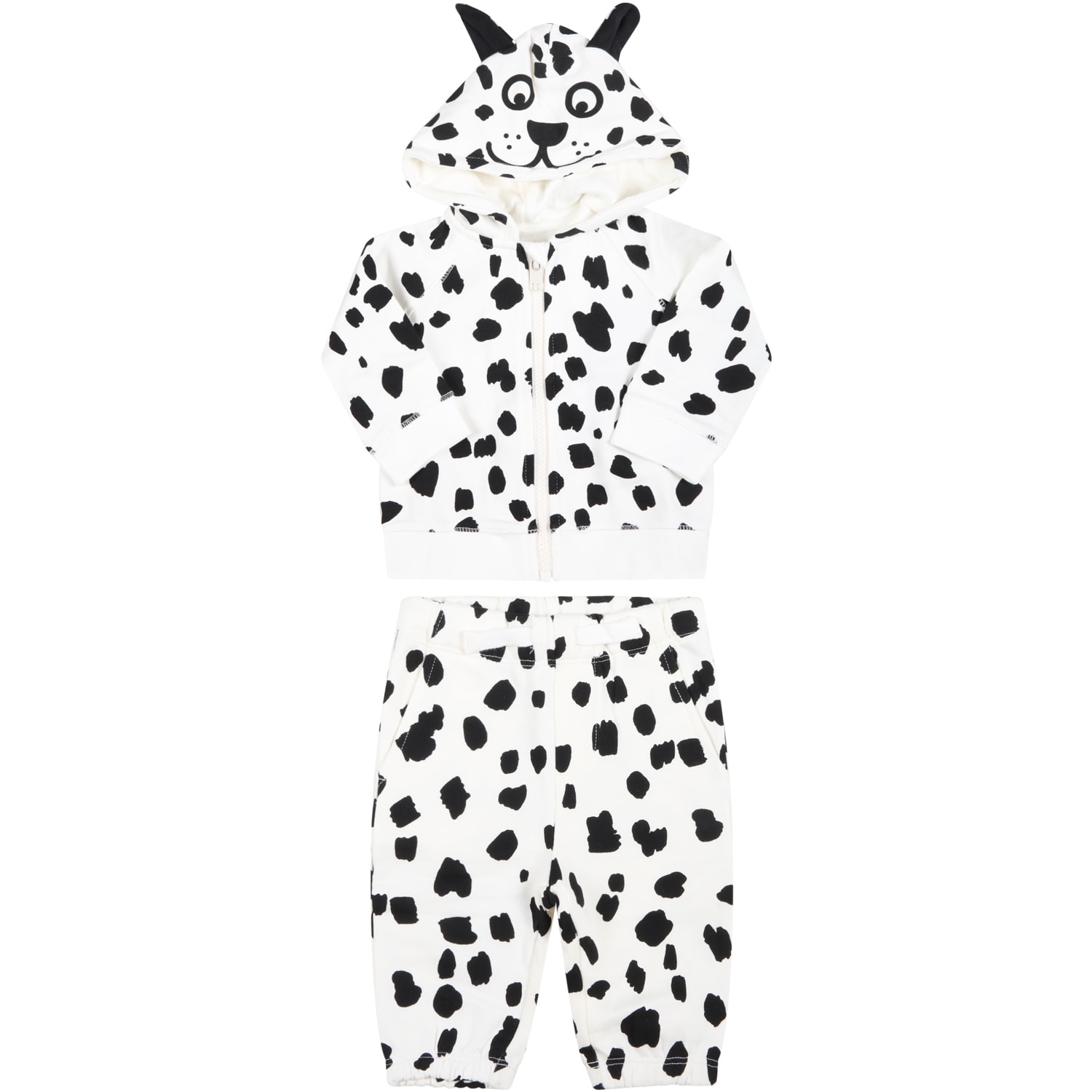 Stella McCartney Kids White Tracksuit For Babykids With Dalmatian Print