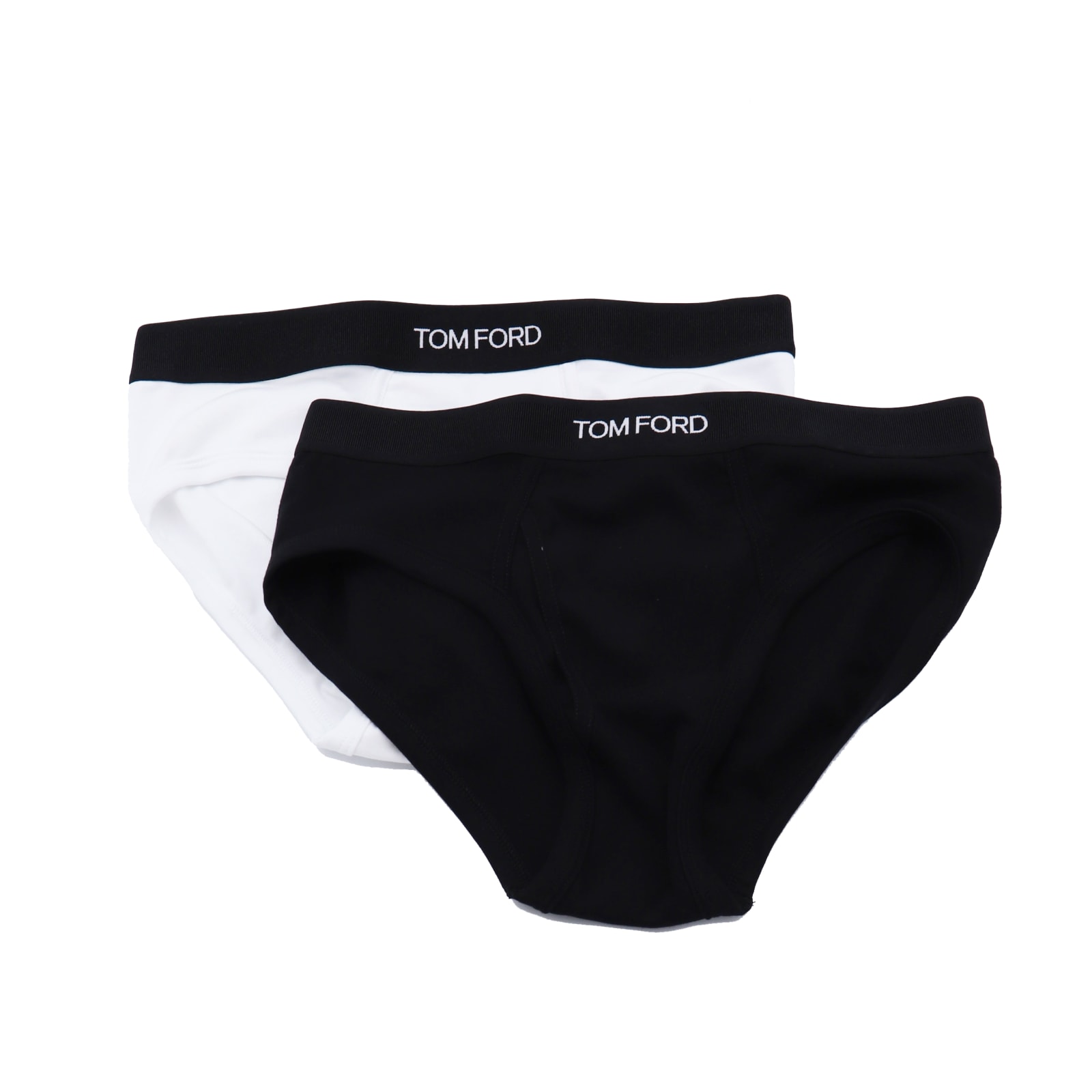Shop Tom Ford Black And White Cotton Two Pack Briefs