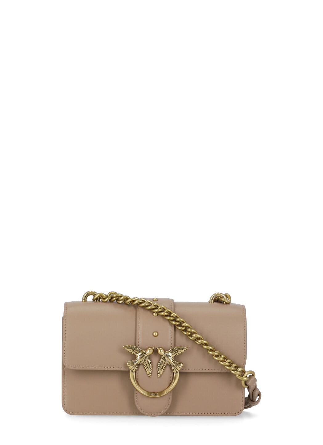 Pinko Love One Mini Shoulder Bag In Beige