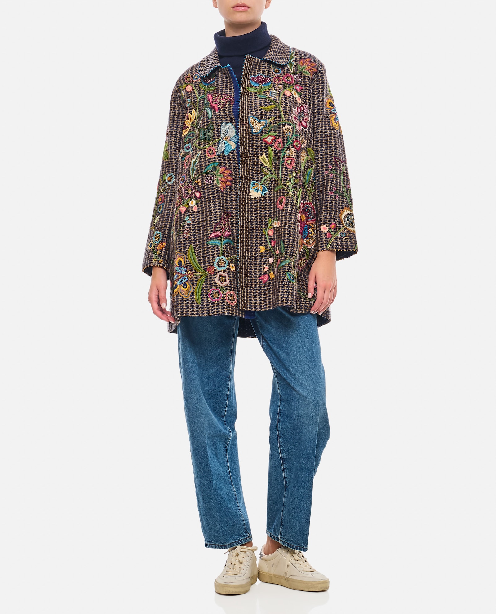 Shop Péro Embroidered Double Face Jacket In Multicolour