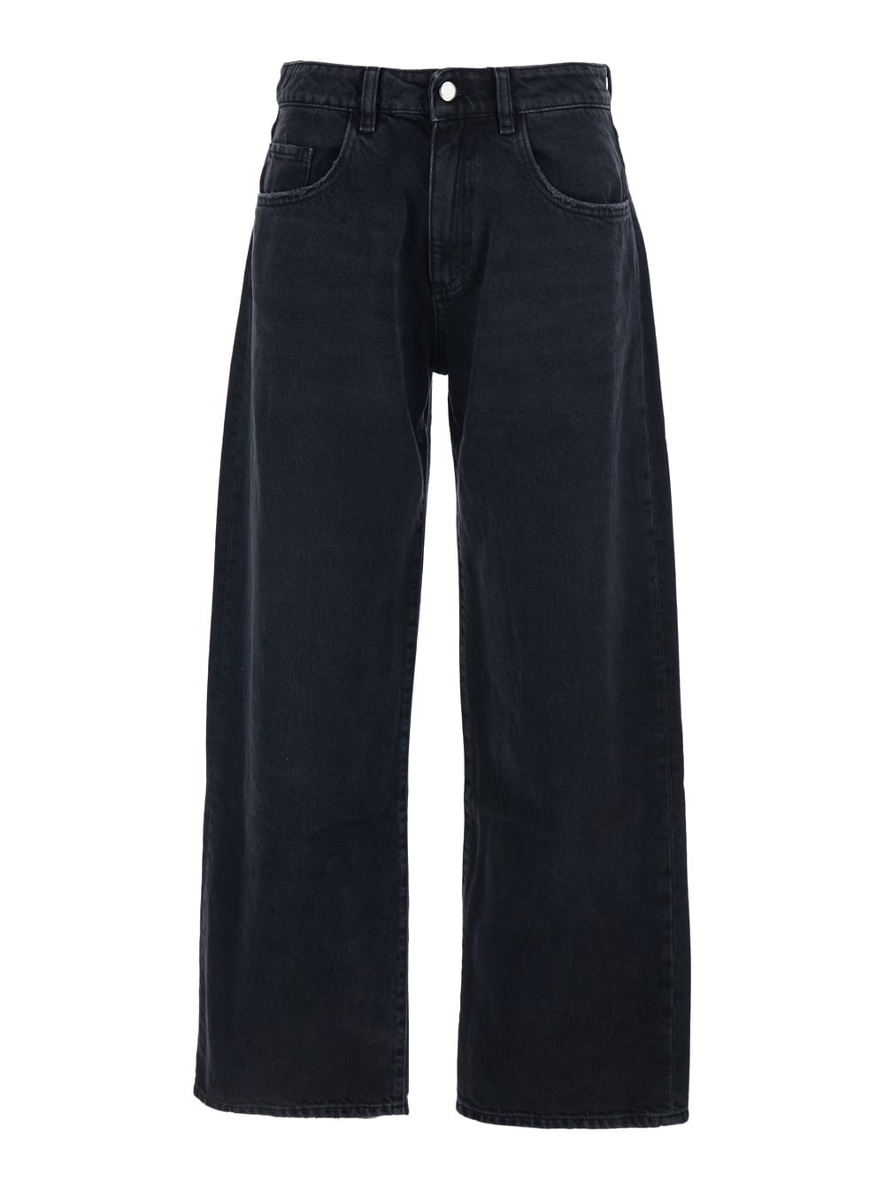 Icon Denim Debby Black Jeans With Wide Leg And Logo Patch On The Rear In Denim Woman In Black