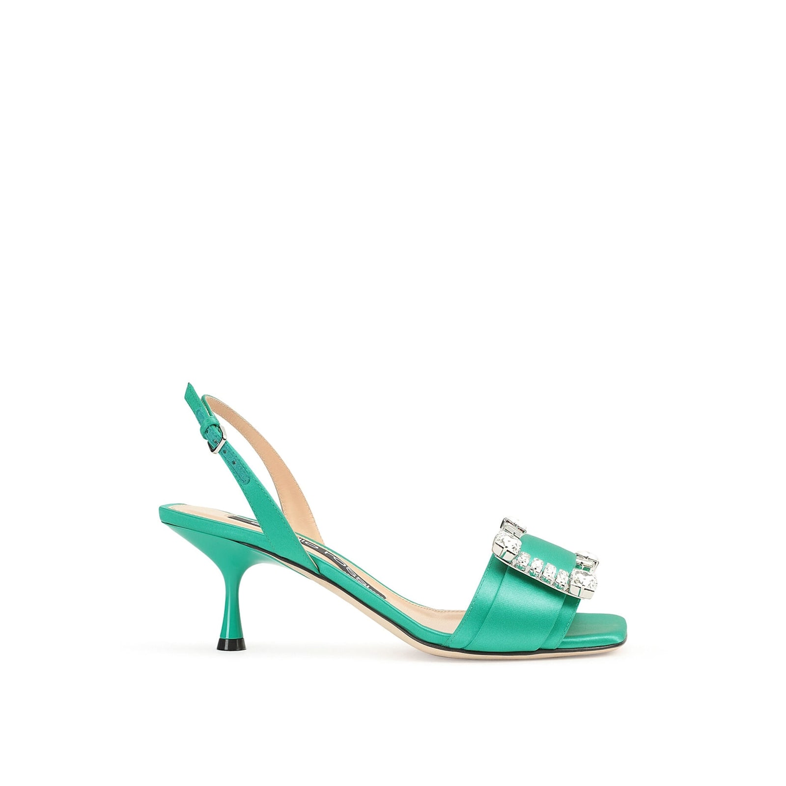 Shop Sergio Rossi Sr Twenty 060 Satin Sandals In Green