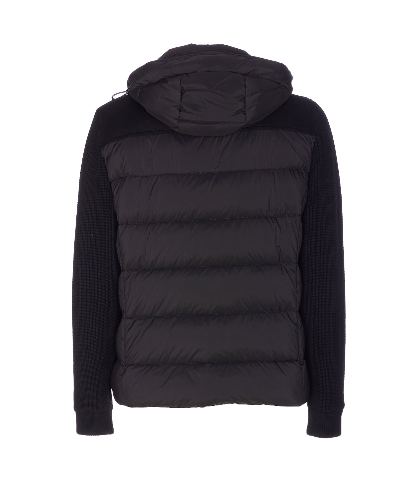 Moorer Hooded Padded Quilted Jacket Sleeves In Black