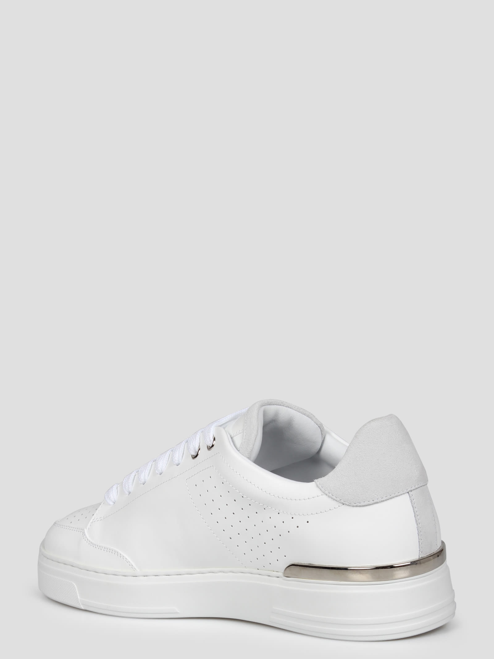 Shop Philipp Plein Hexagon Lo-top Leather Sneakers In White