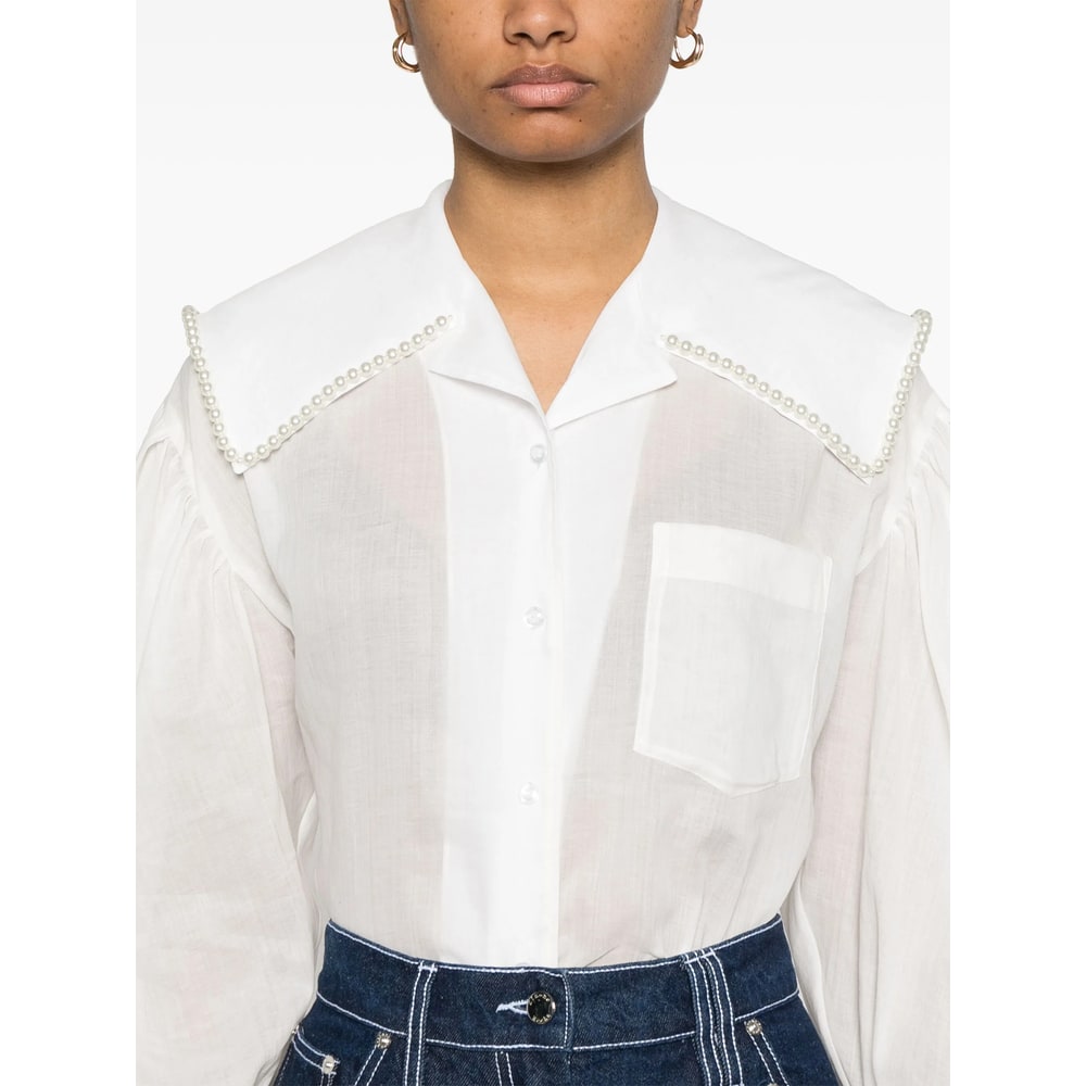 Simone Rocha Sailor-collar Puff-sleeves Shirt In White