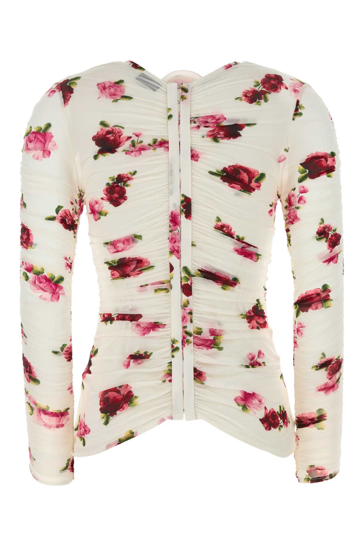 Magda Butrym Cream Printed Stretch Cupro Top In Cream