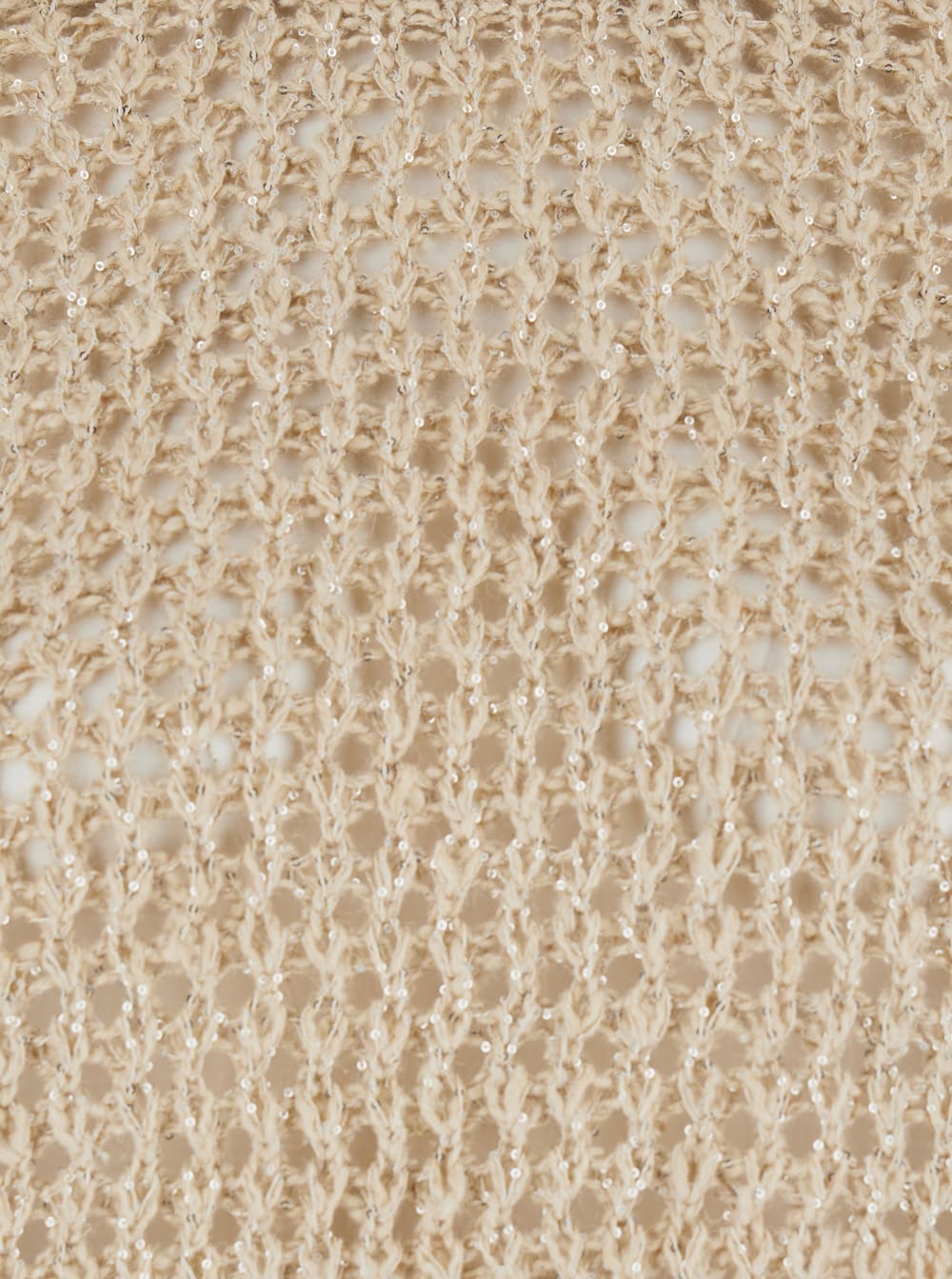 Shop Brunello Cucinelli Beige Sweater With Micro Sequins In Mesh Knit Woman