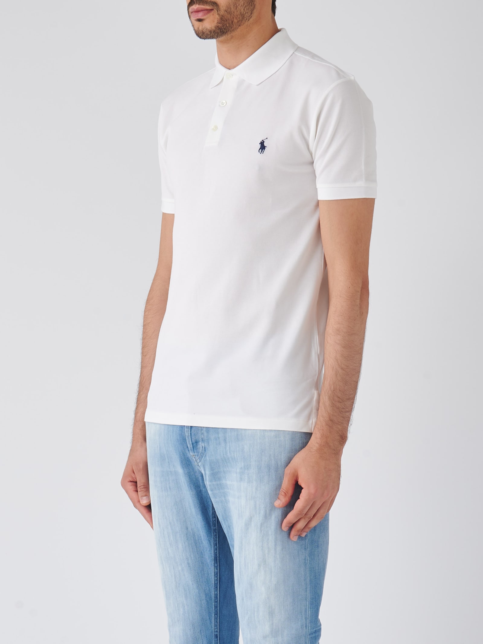 Shop Polo Ralph Lauren Short Sleeve Knite Polo In Bianco