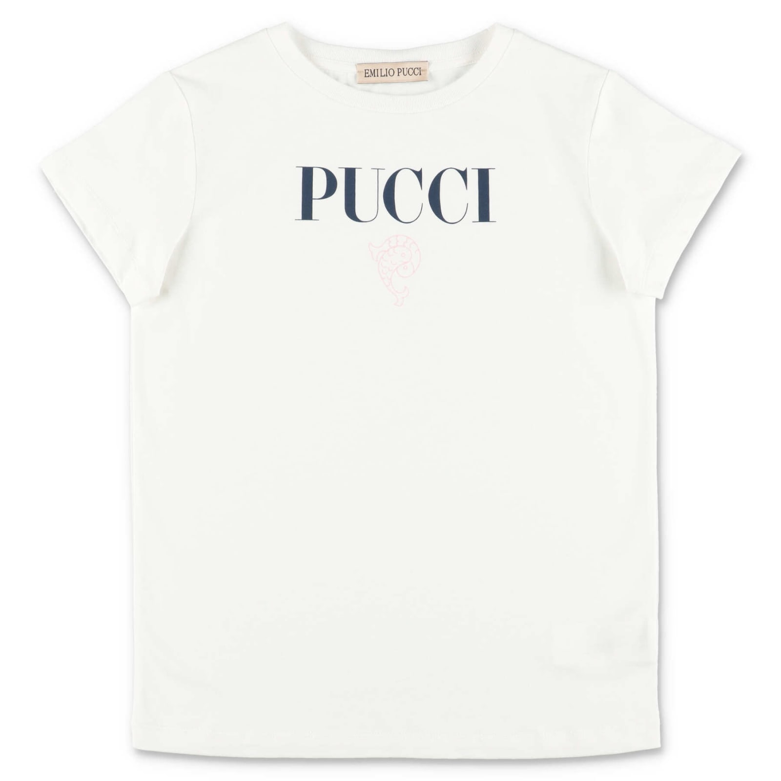 Emilio Pucci T-shirt Bianca In Jersey Di Cotone Bambina