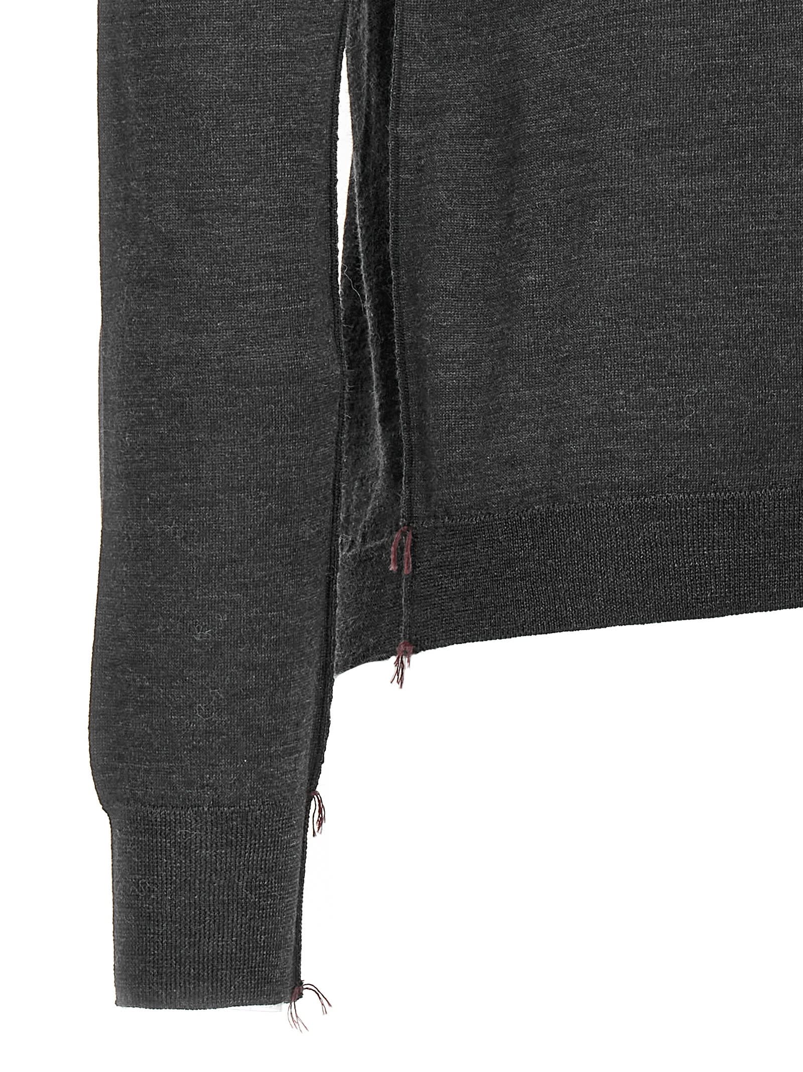 Shop Maison Margiela Stitching Wool Turtleneck Sweater In F