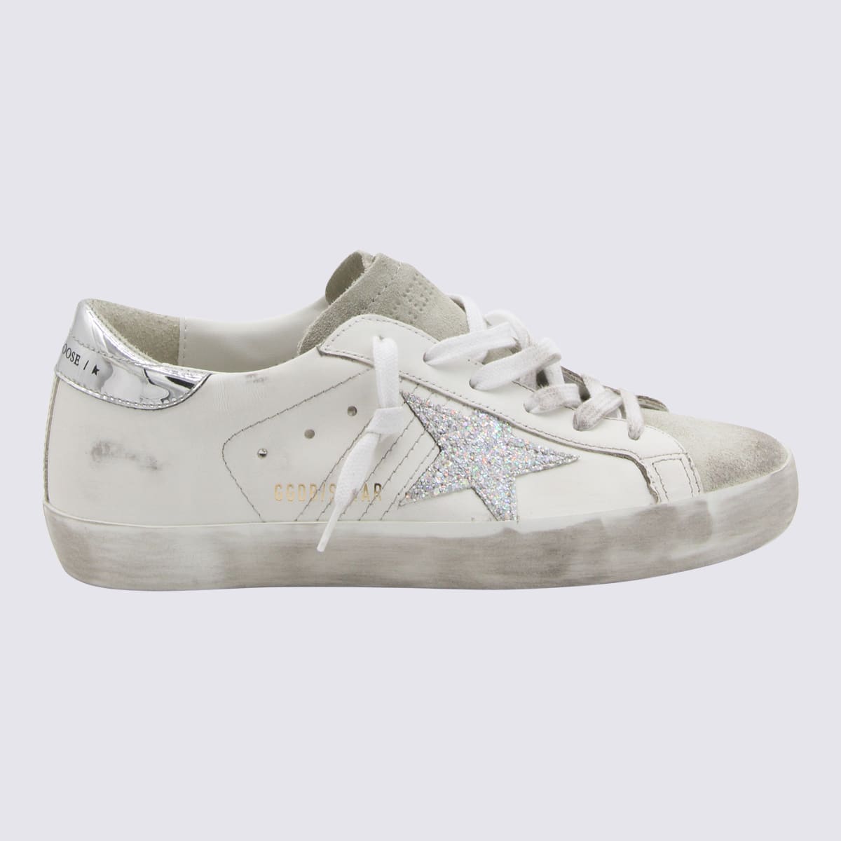 GOLDEN GOOSE WHITE LEATHER SUPER STAR SNEAKERS
