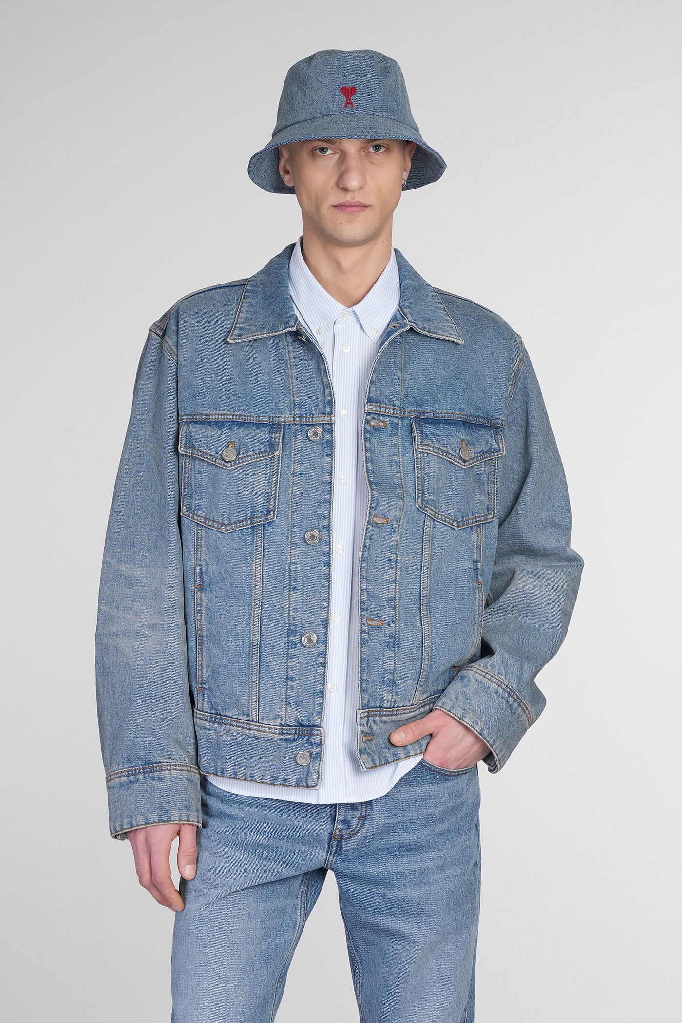 Denim Jackets In Blue Cotton