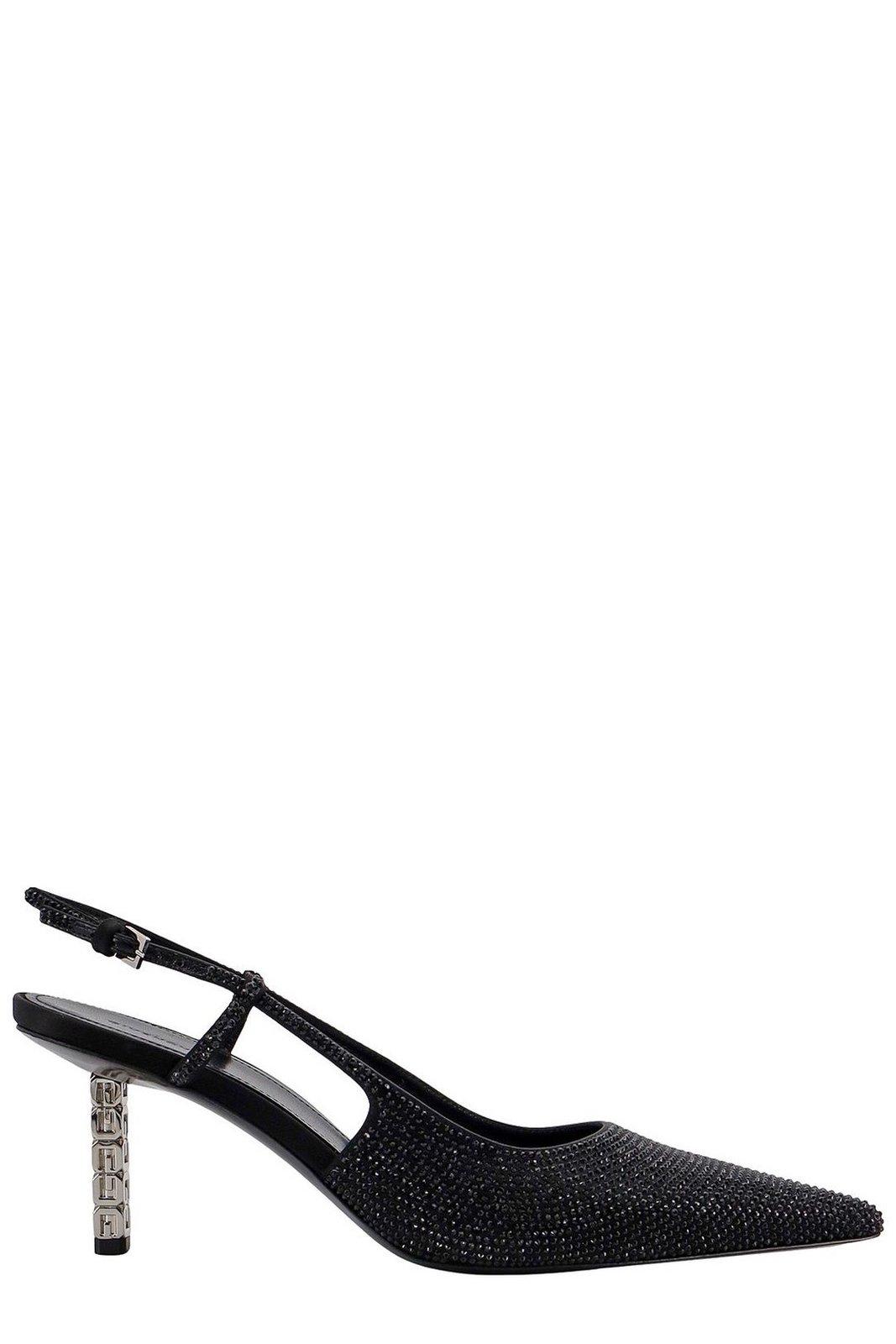 Shop Givenchy Embellished Pointed-toe Slingback Pumps In Black