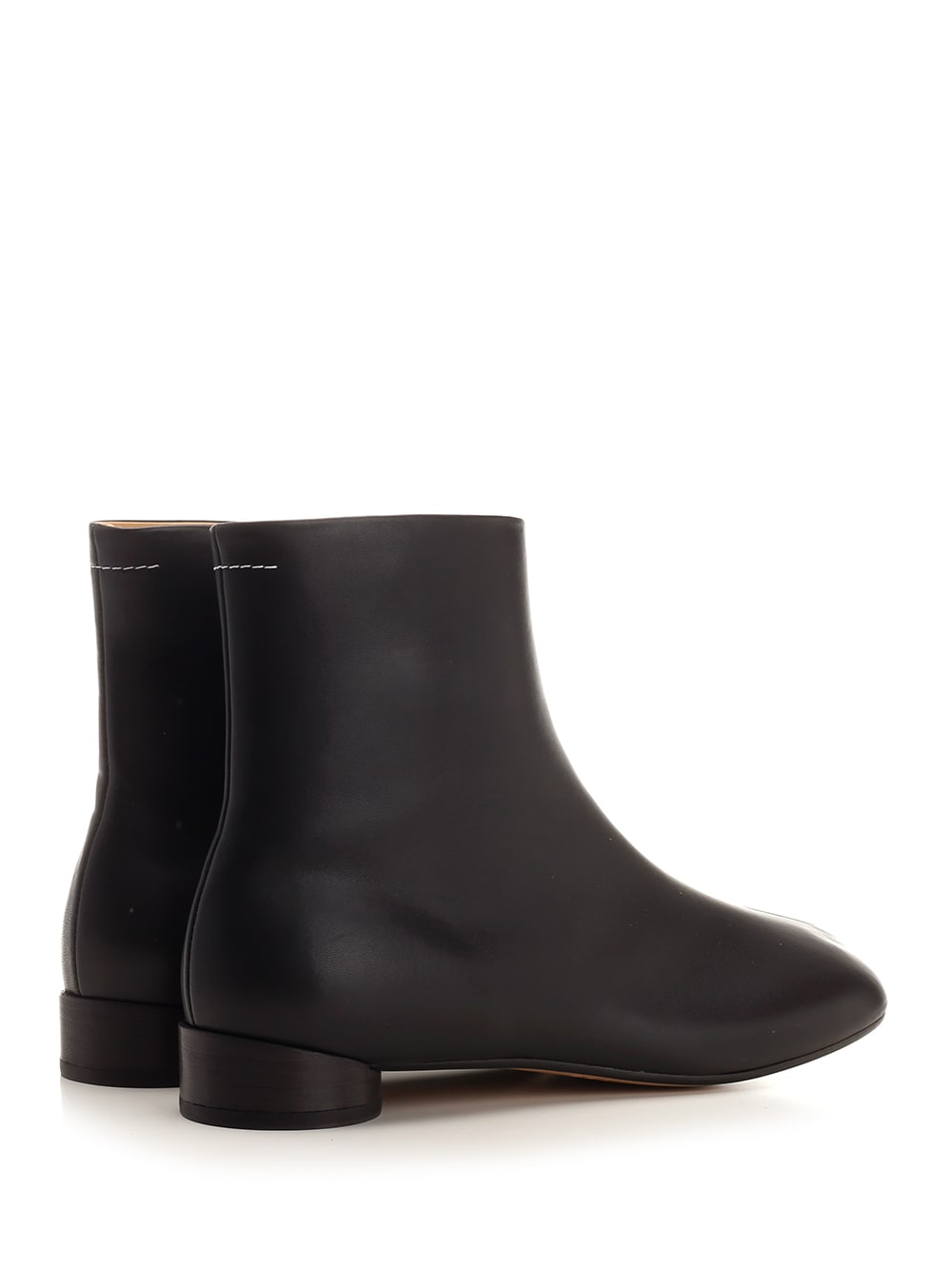 Shop Mm6 Maison Margiela Leather Ankle Boots In Black