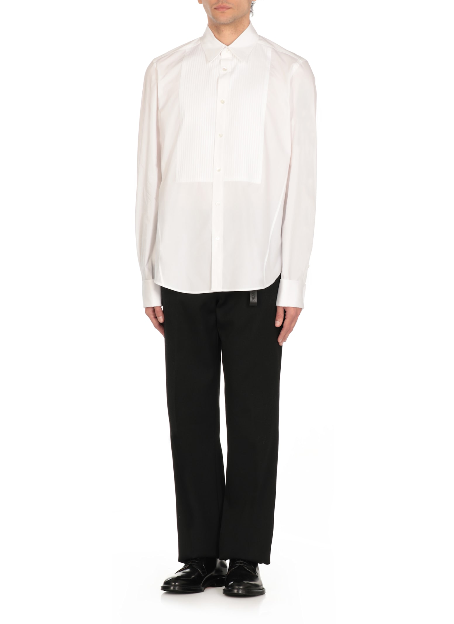 Lanvin Curved Hem Long-sleeved Shirt In White