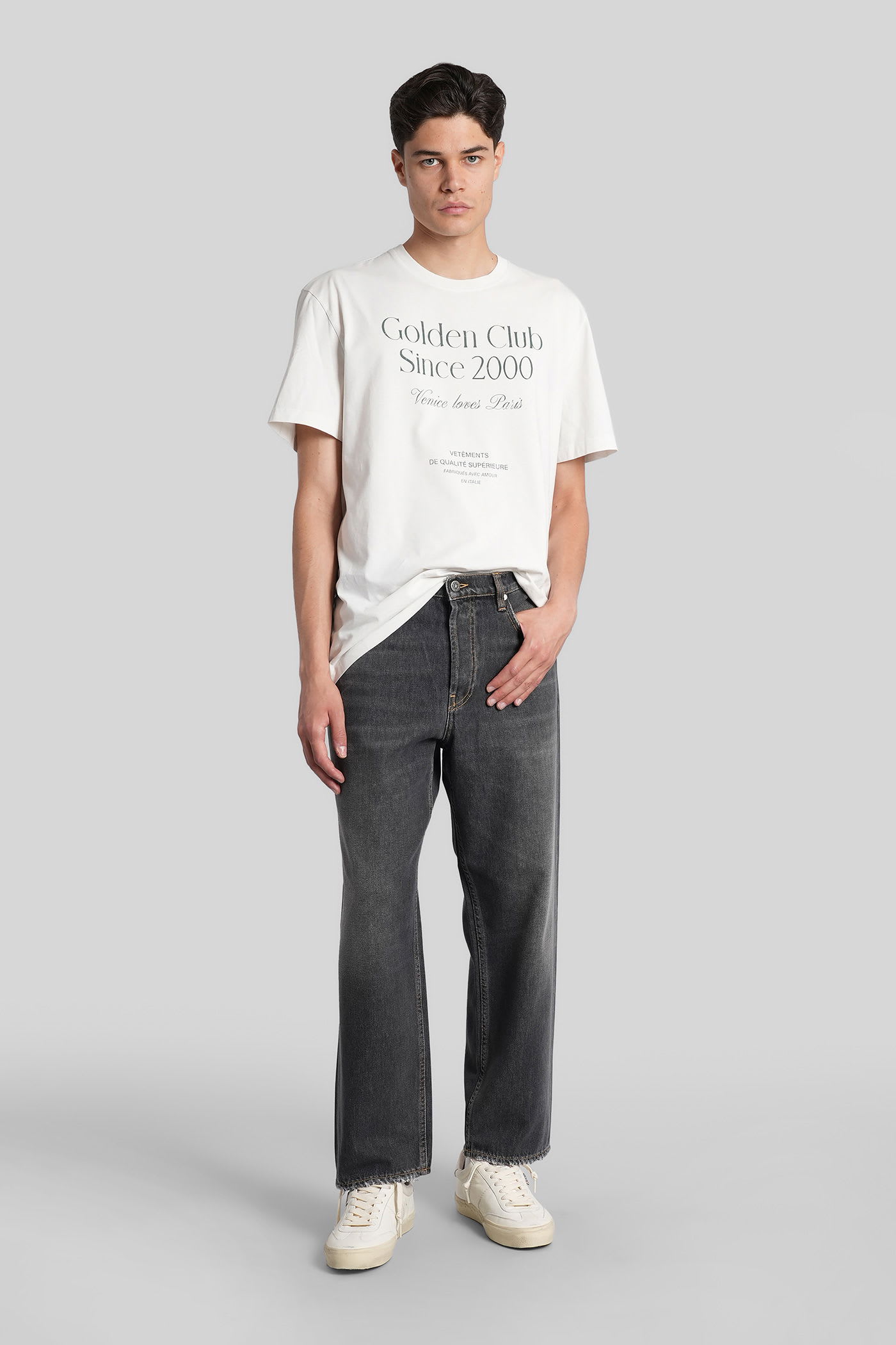 Golden Goose Cory Loose Skate Jeans In Black Denim In Gray