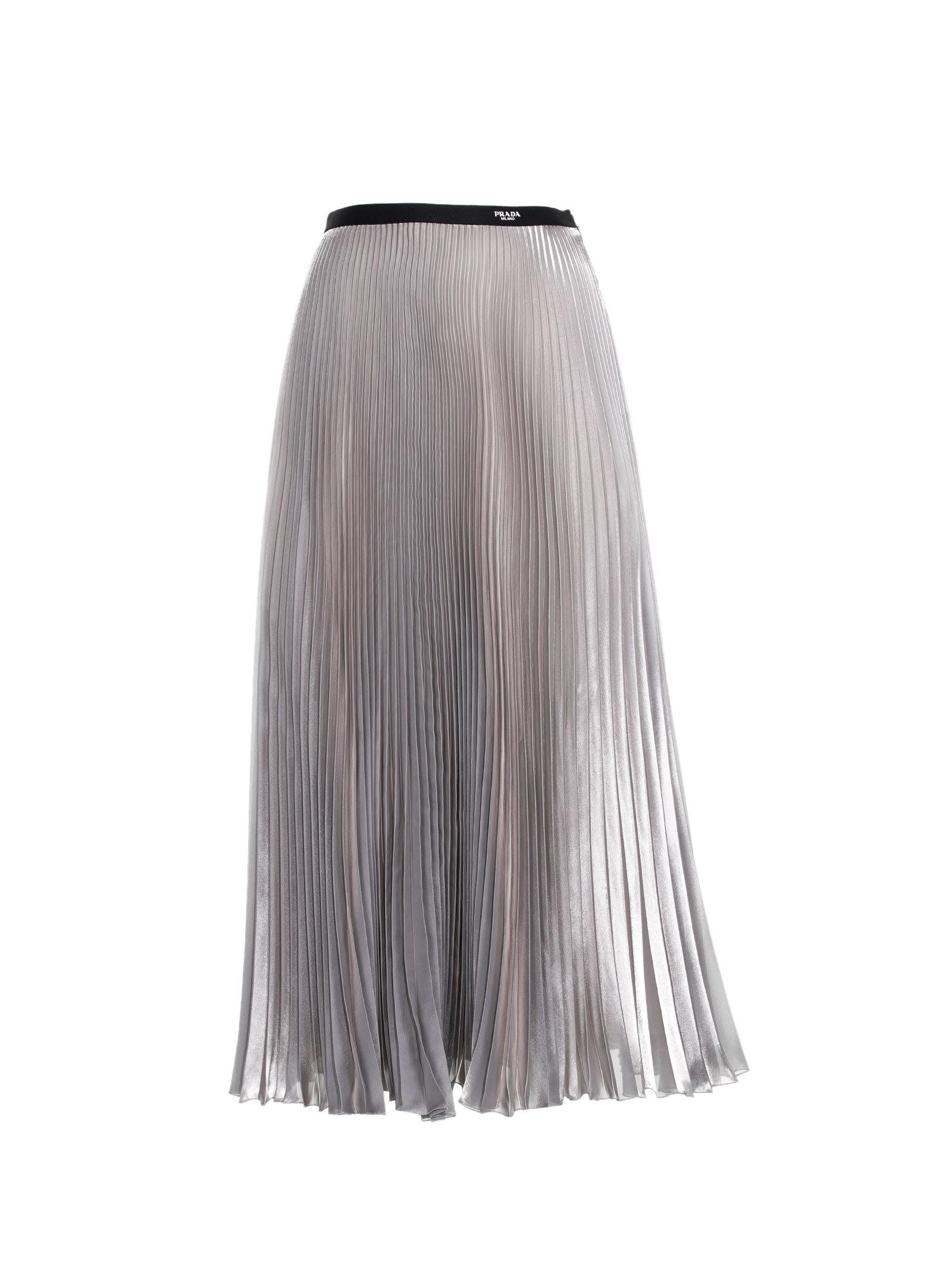 Prada Technical Voile Pleated Midi-skirt In Ematite