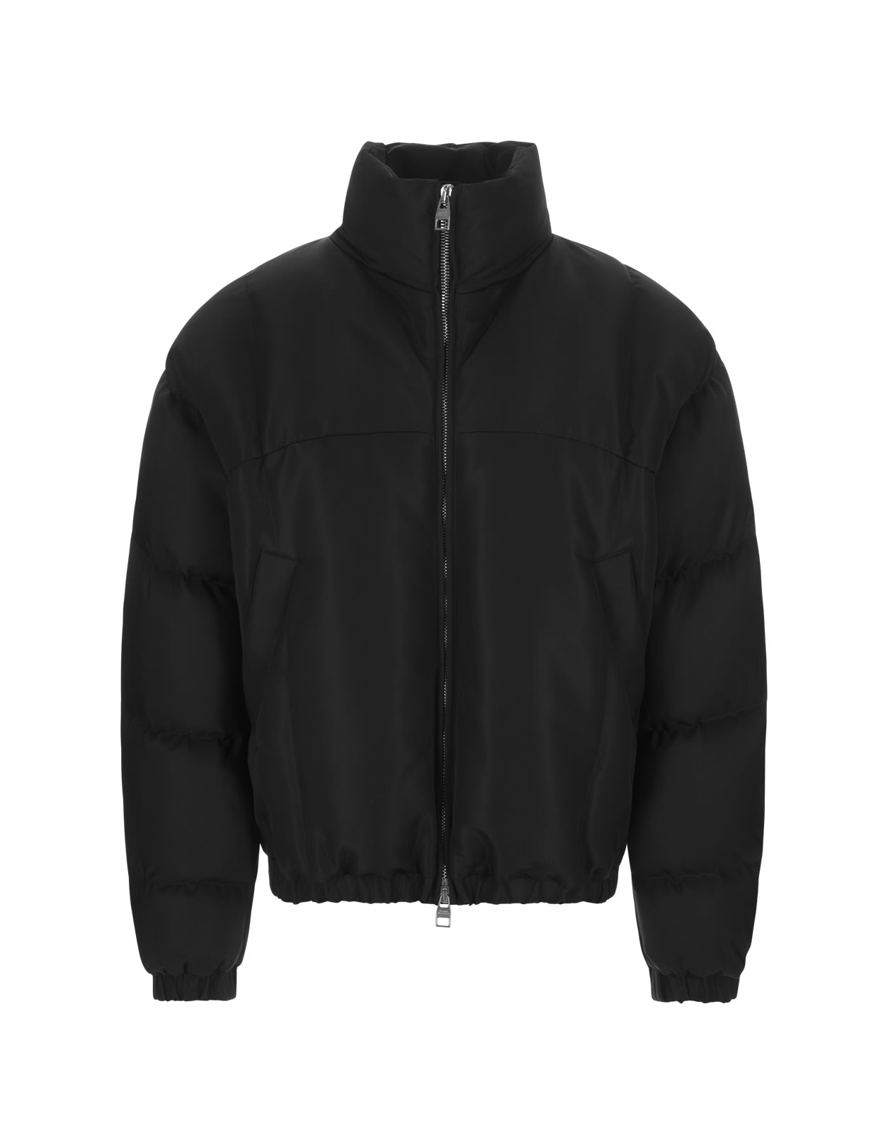 ALEXANDER MCQUEEN BLACK PADDED JACKET WITH SEAL EMBROIDERY ALEXANDER MCQUEEN