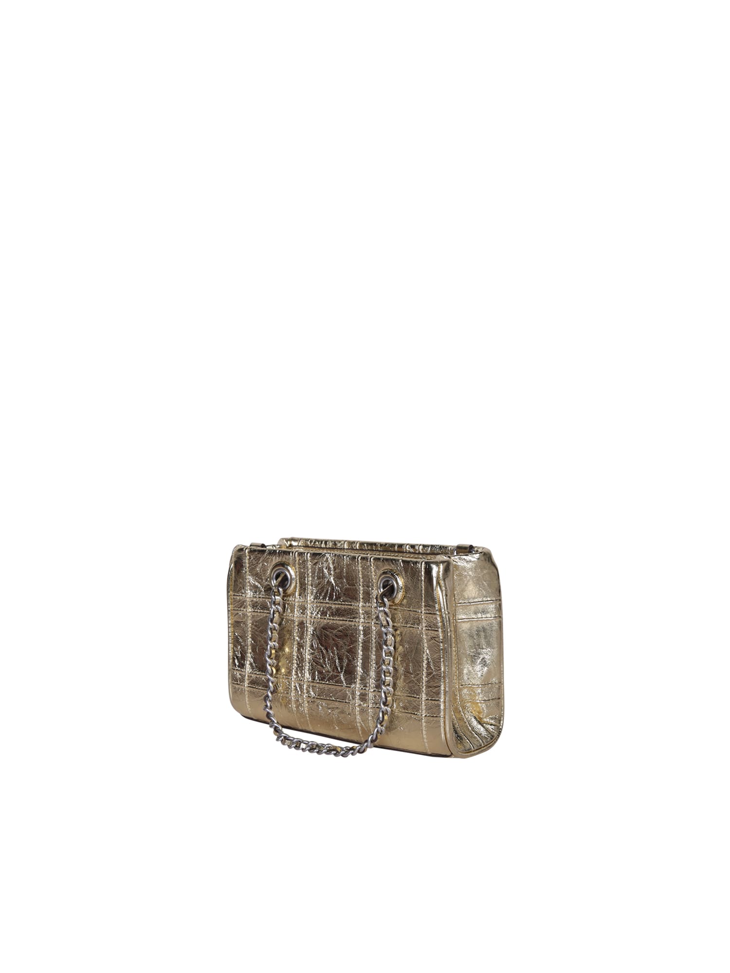 Shop Tory Burch Fleming Mini Gold Bag In Metallic
