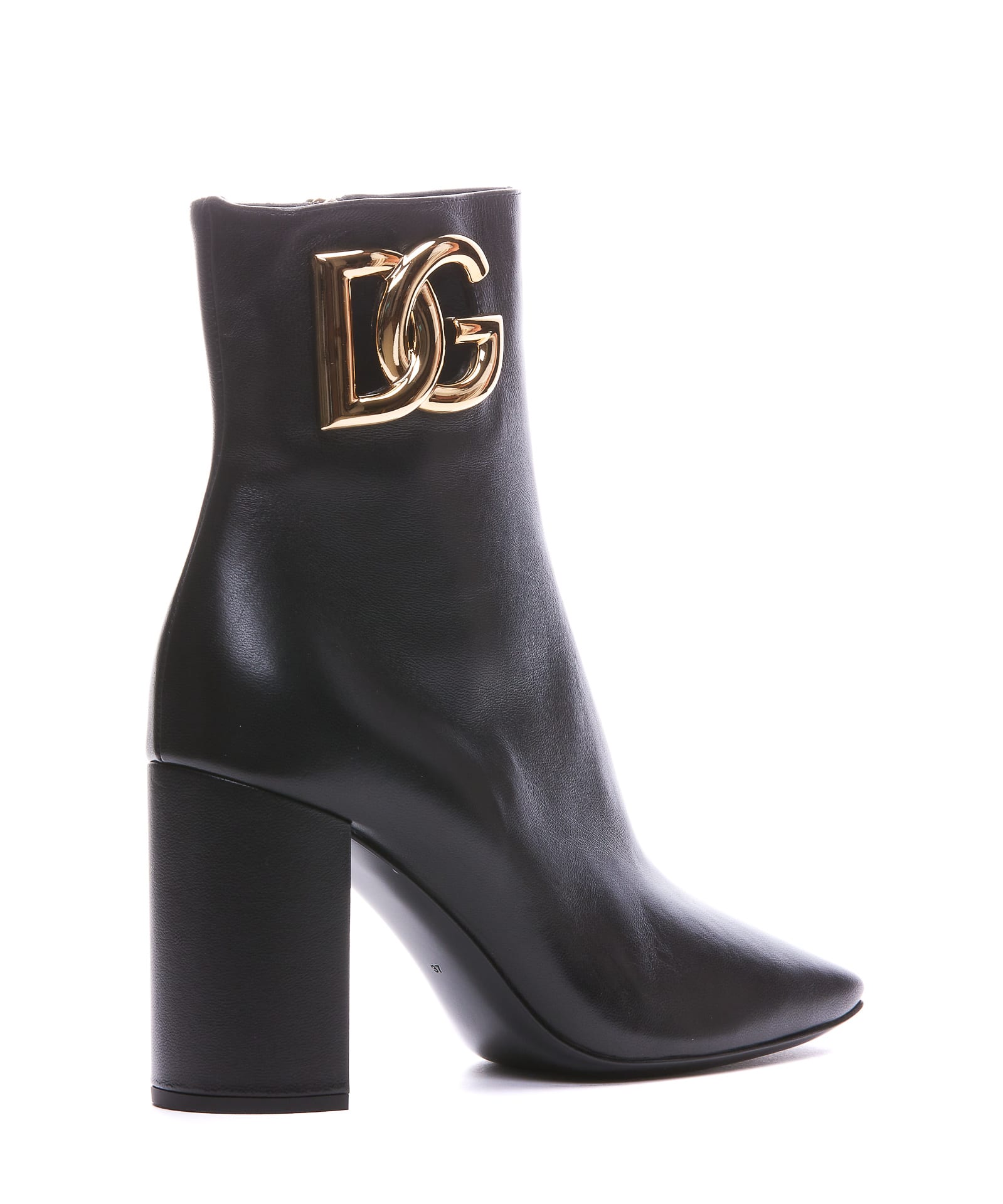 Shop Dolce & Gabbana Dg Logo Leather Boots In Black