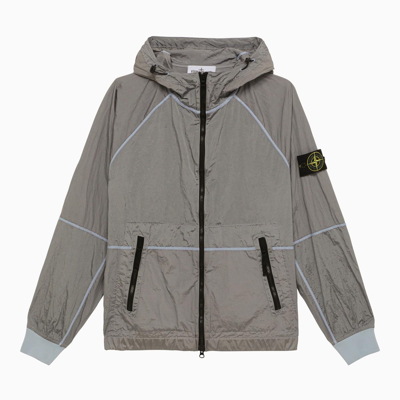 STONE ISLAND PACKABLE LIGHT BLUE JACKET WITH LOGO