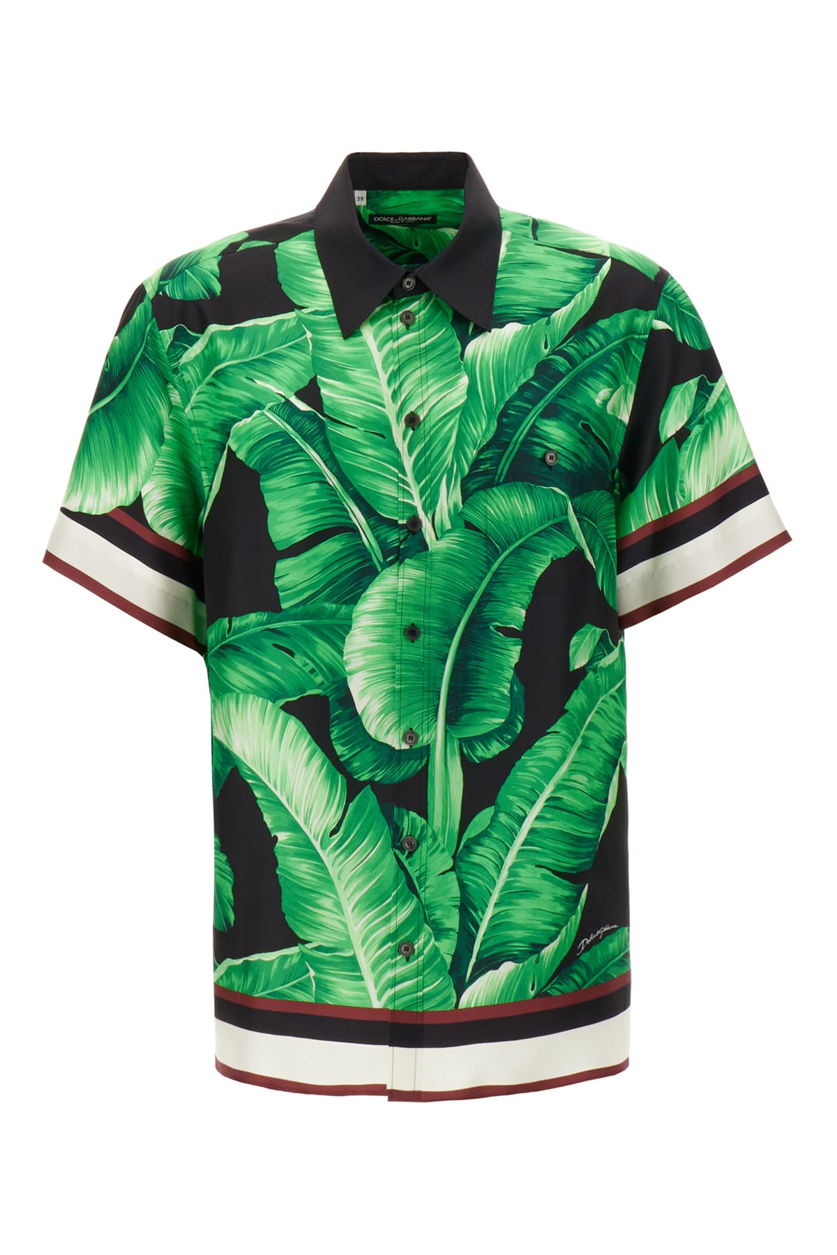 Shop Dolce & Gabbana Printed Silk Shirt In Banano Nero