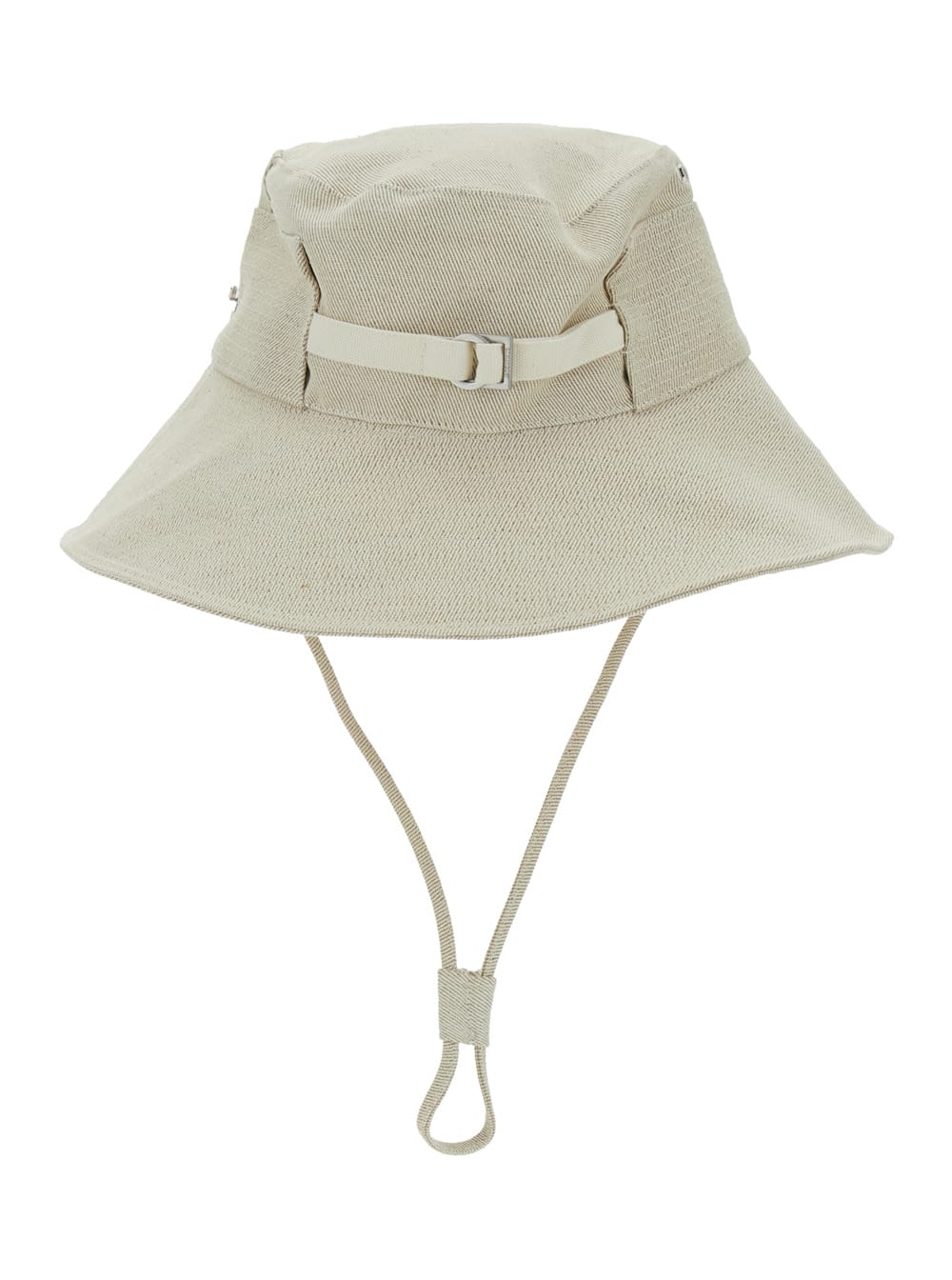 Jacquemus 'le Bob De-nimes' White Bucket Hat With Logo Lettering On The Front And Adjustable Strap In White